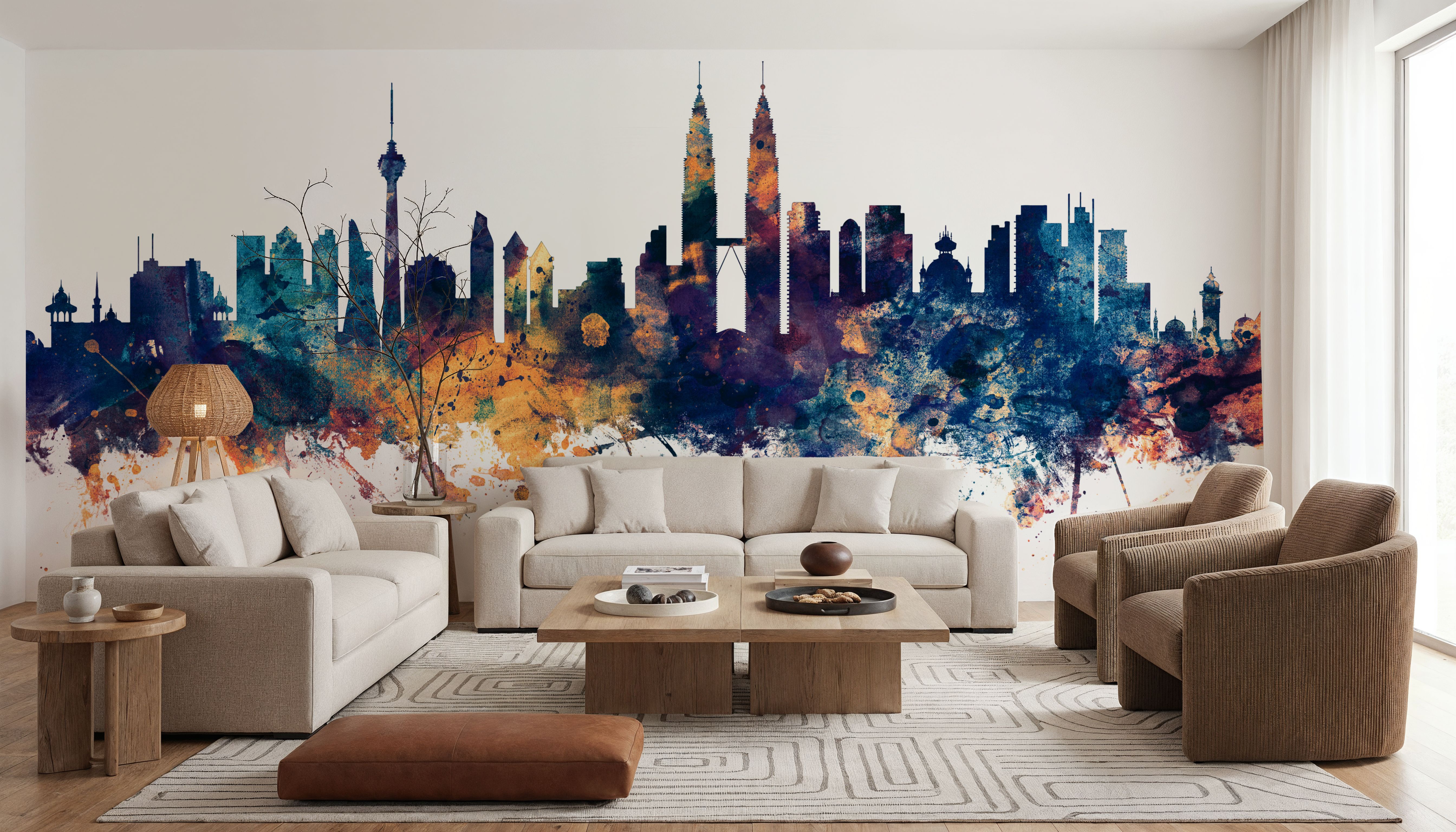 Kuala Lumpur Skyline Blue & Bronze
