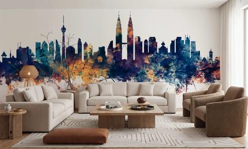 Kuala Lumpur Skyline Blue & Bronze