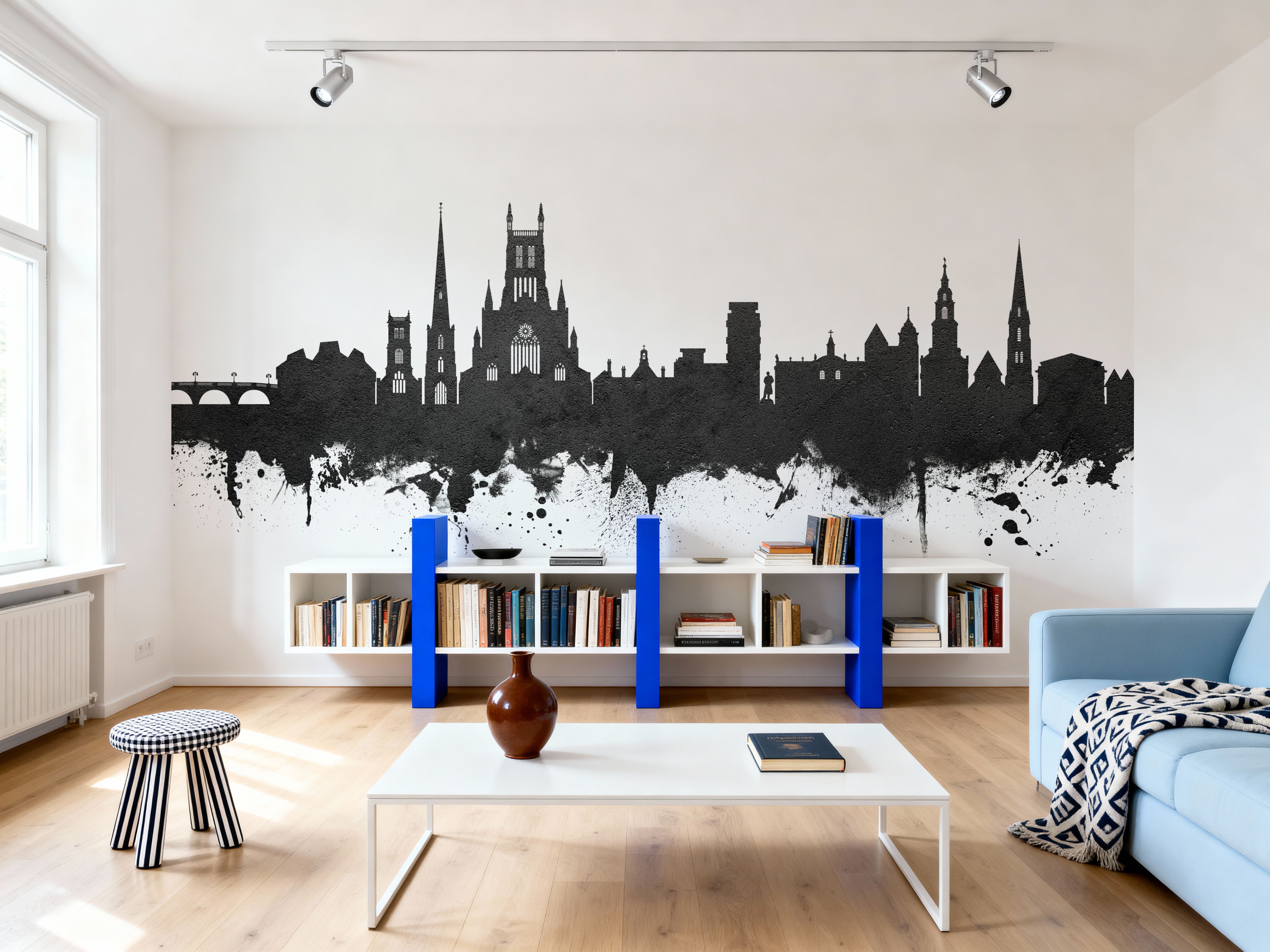 Worcester England Skyline Black & White