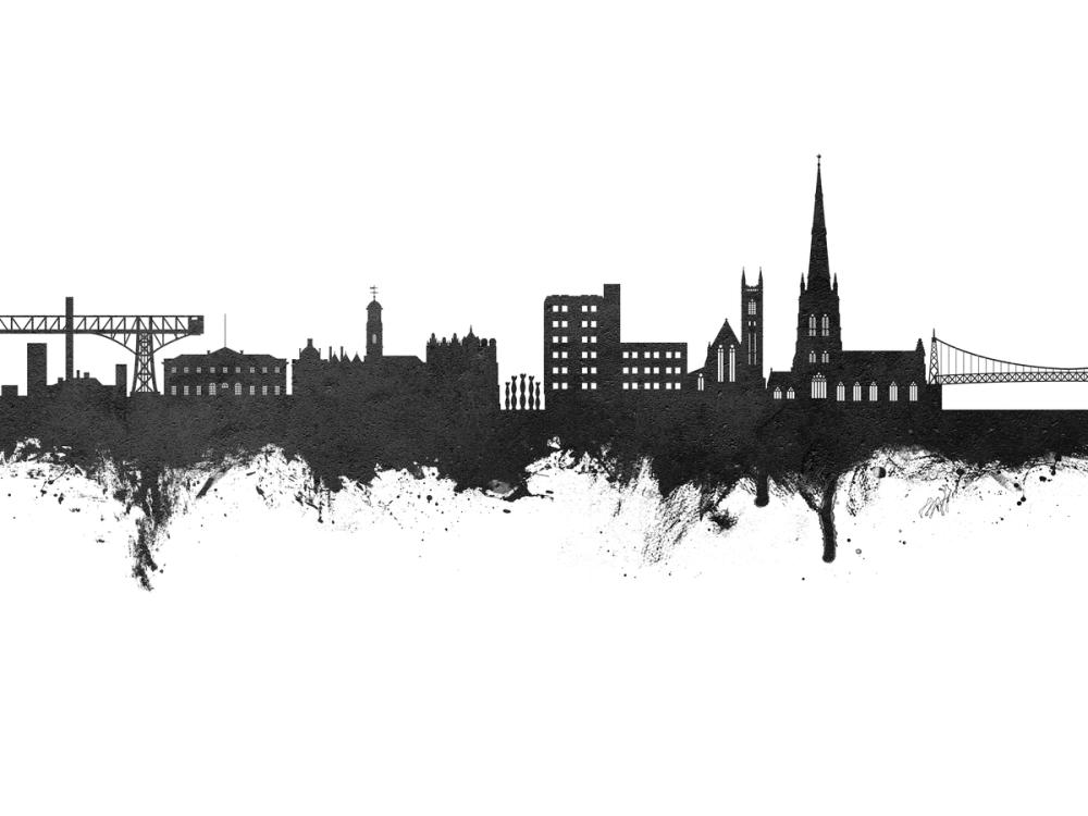 Warrington England Skyline Black & White