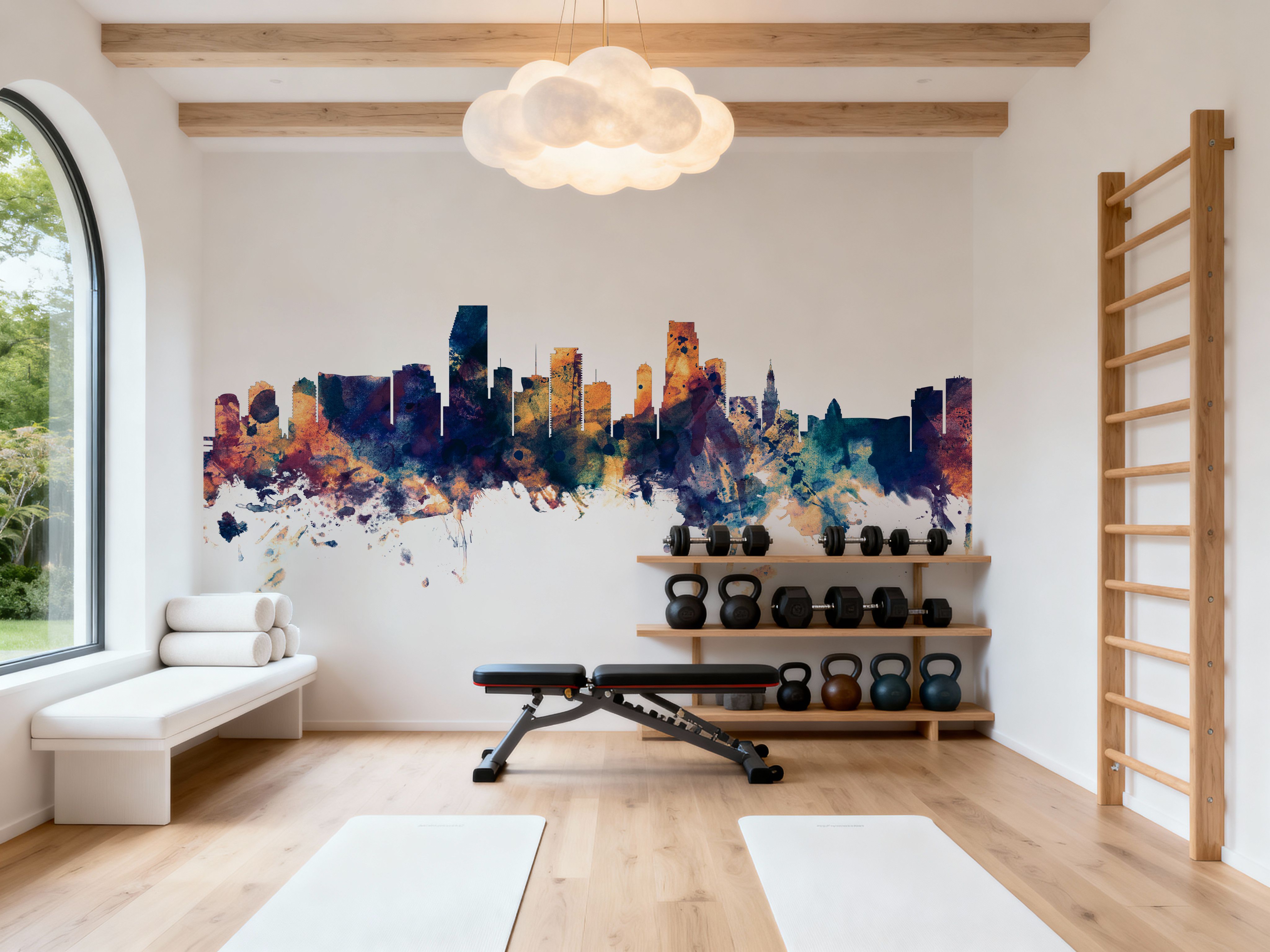 Miami Florida Skyline Blue & Bronze