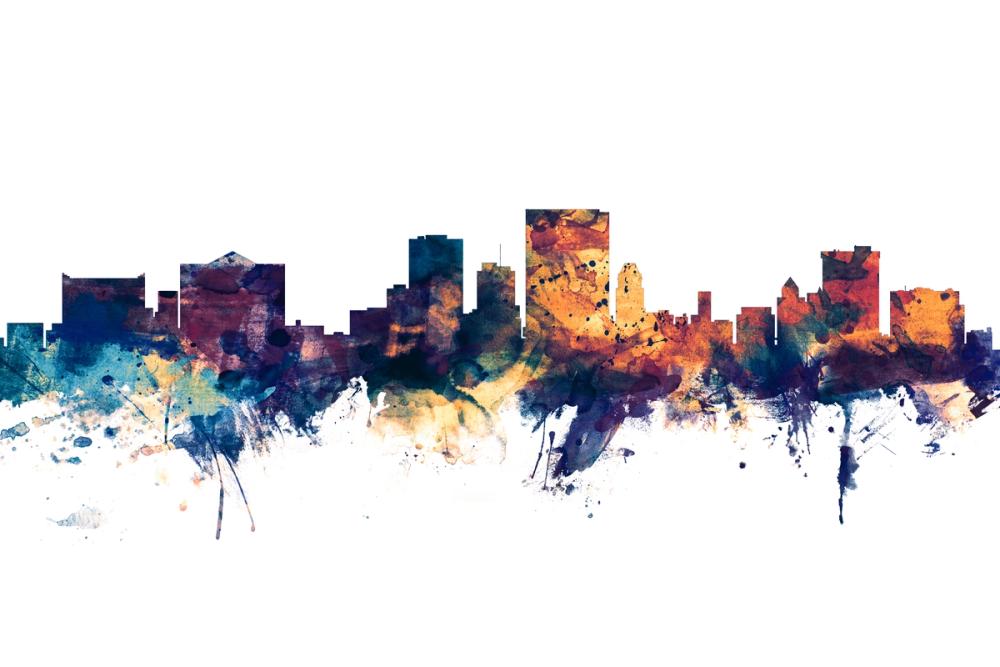 El Paso Texas Skyline Blue & Bronze