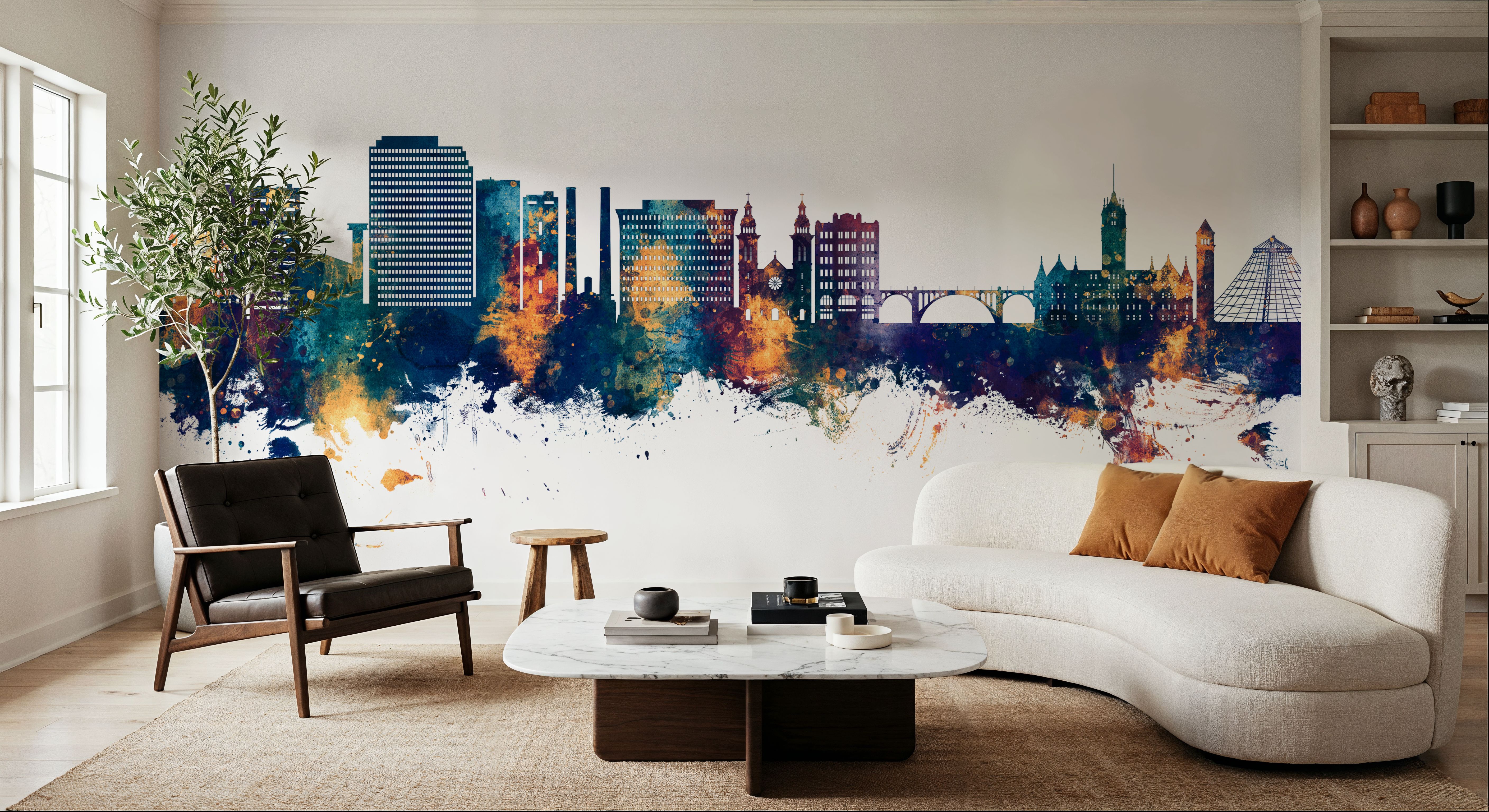 Spokane Washington Skyline Blue & Bronze