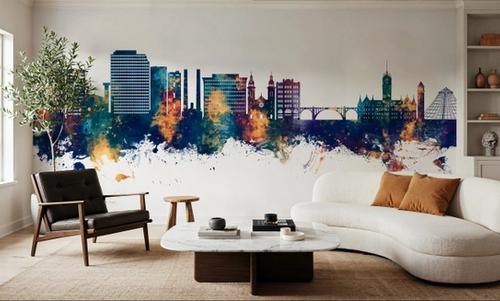 Spokane Washington Skyline Blue & Bronze