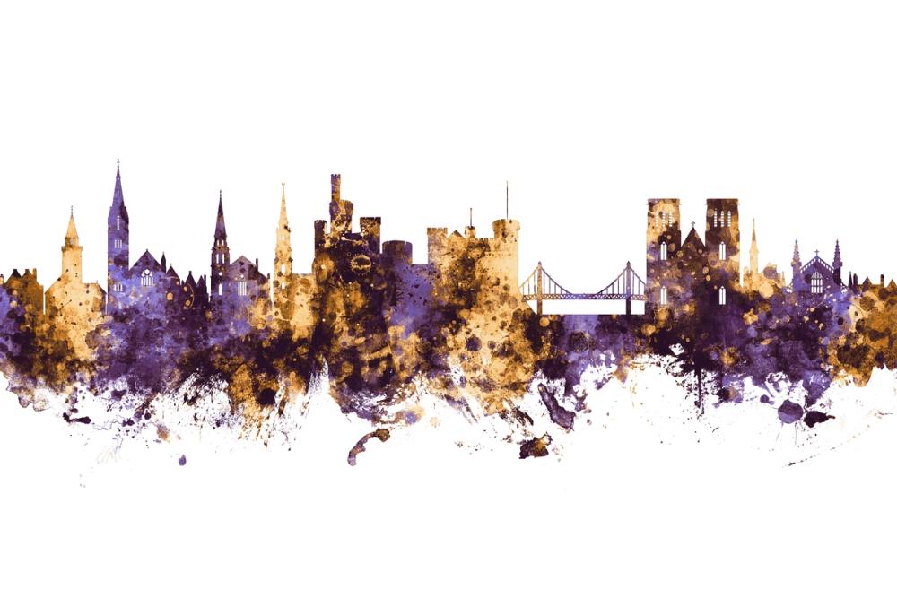 Inverness Scotland Skyline Purple & Gold