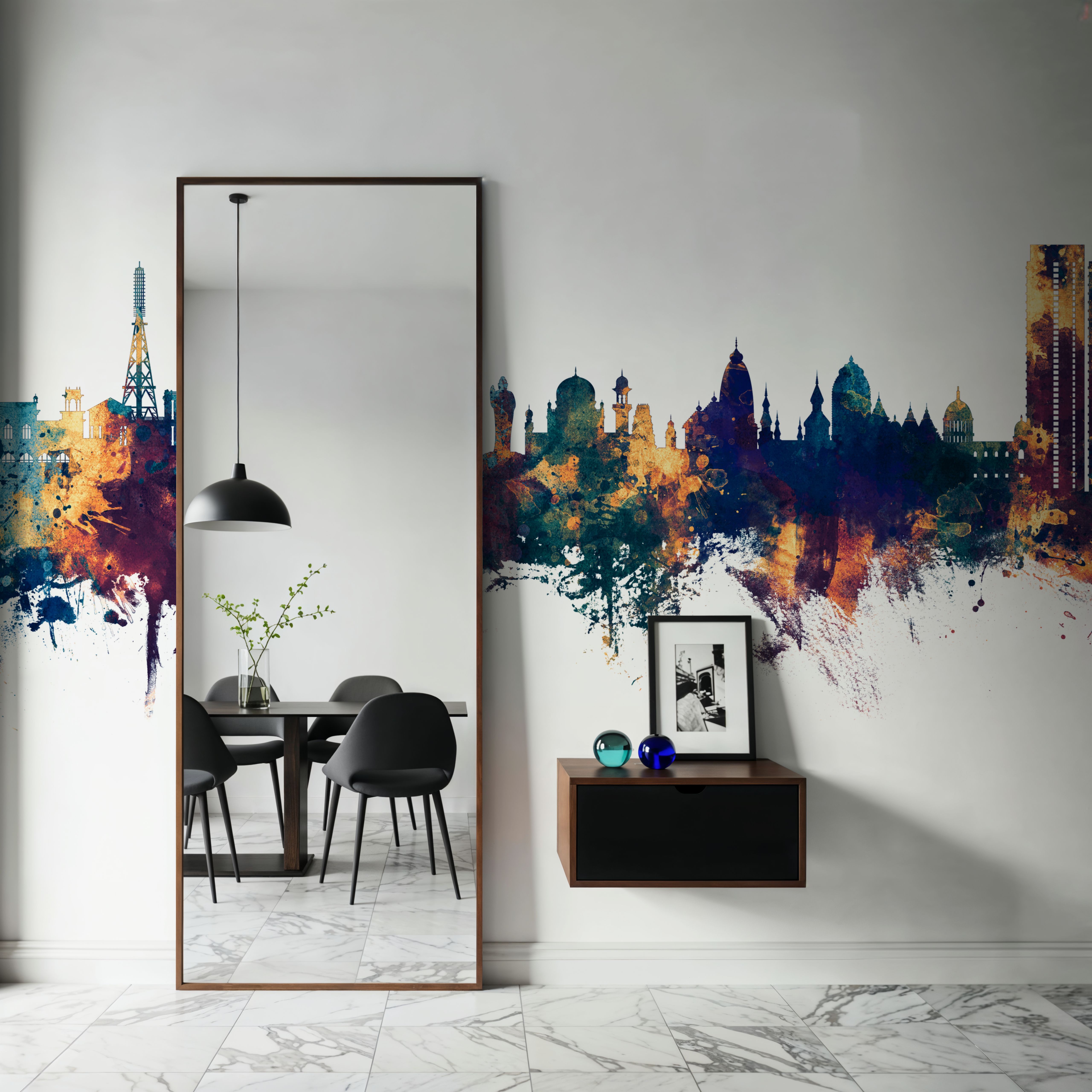 Hyderabad Skyline Blue & Bronze