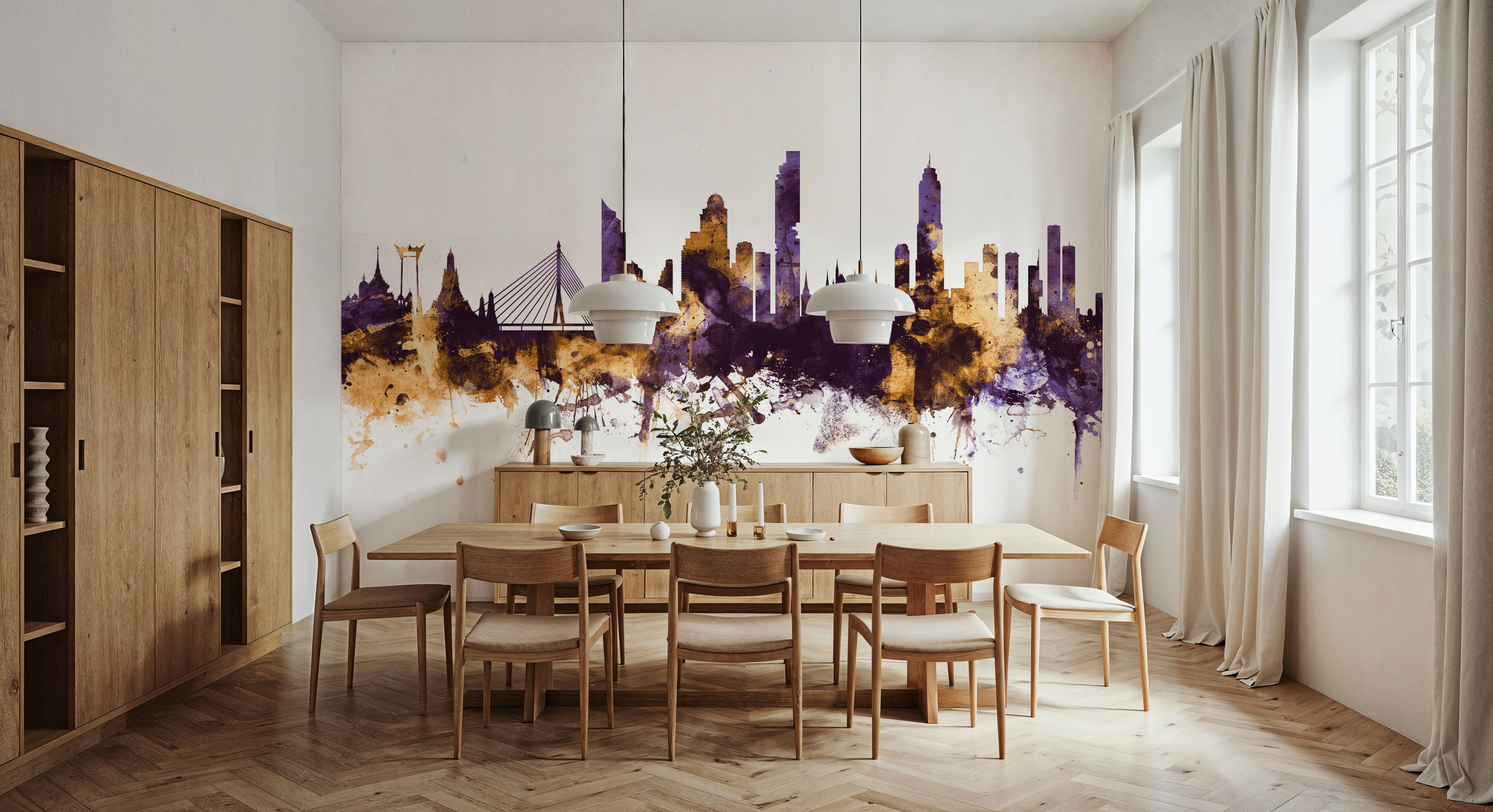Bangkok Thailand Skyline Purple & Gold