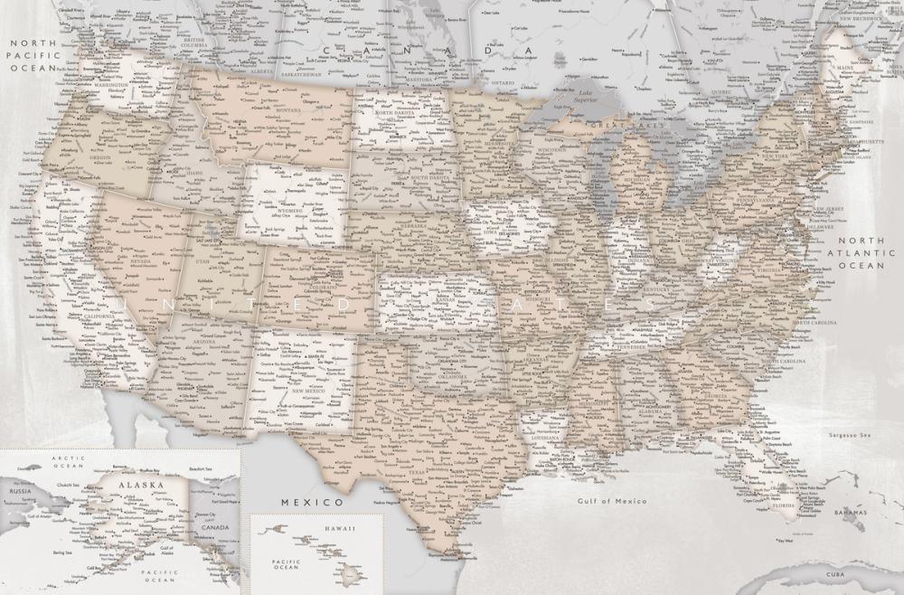 US Map Detailed - Lucille