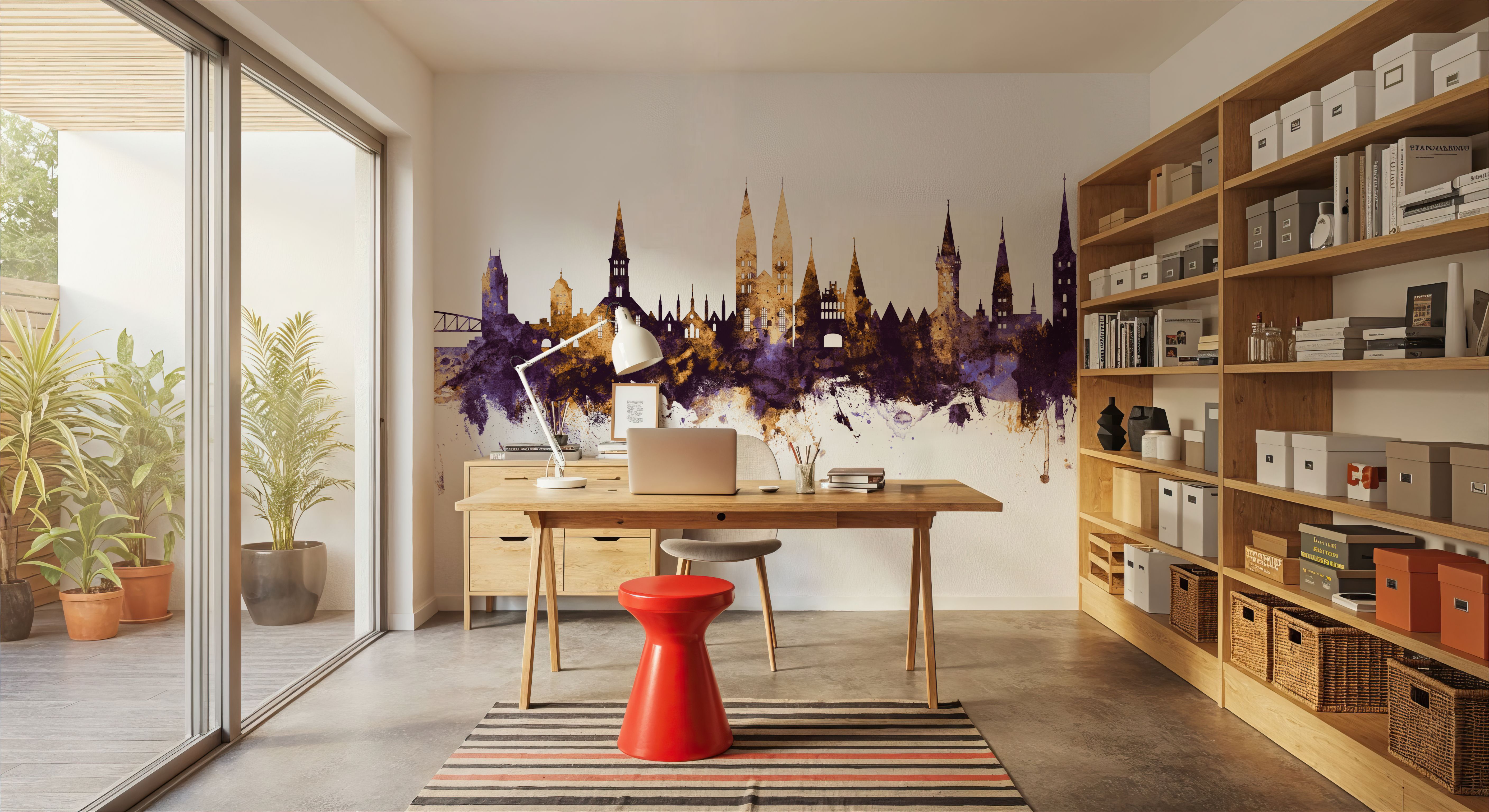 Lubeck Germany Skyline Purple & Gold