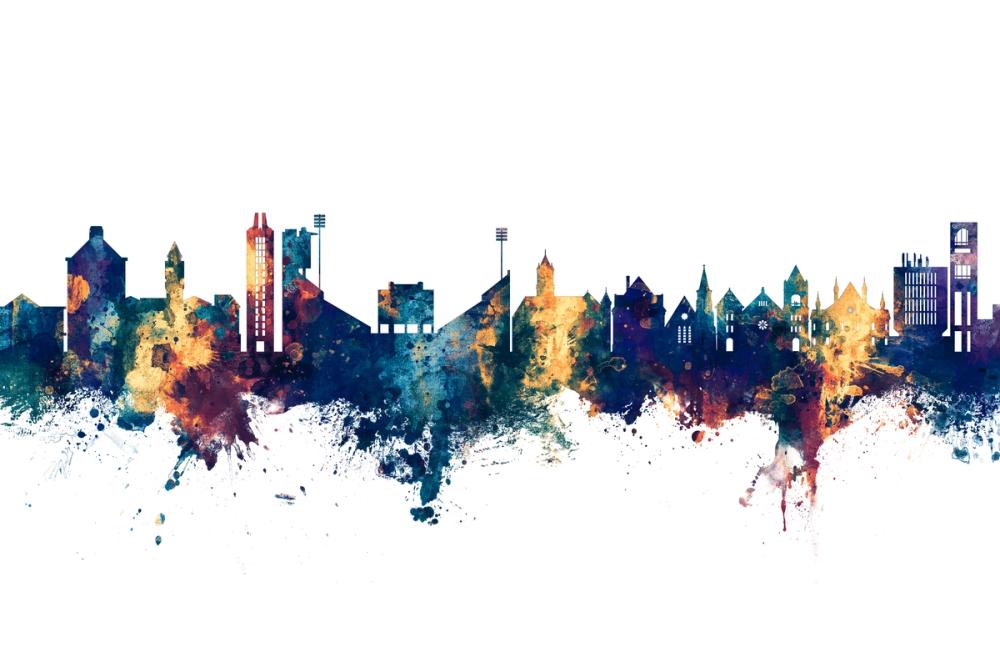 Lawrence Kansas Skyline Blue & Bronze