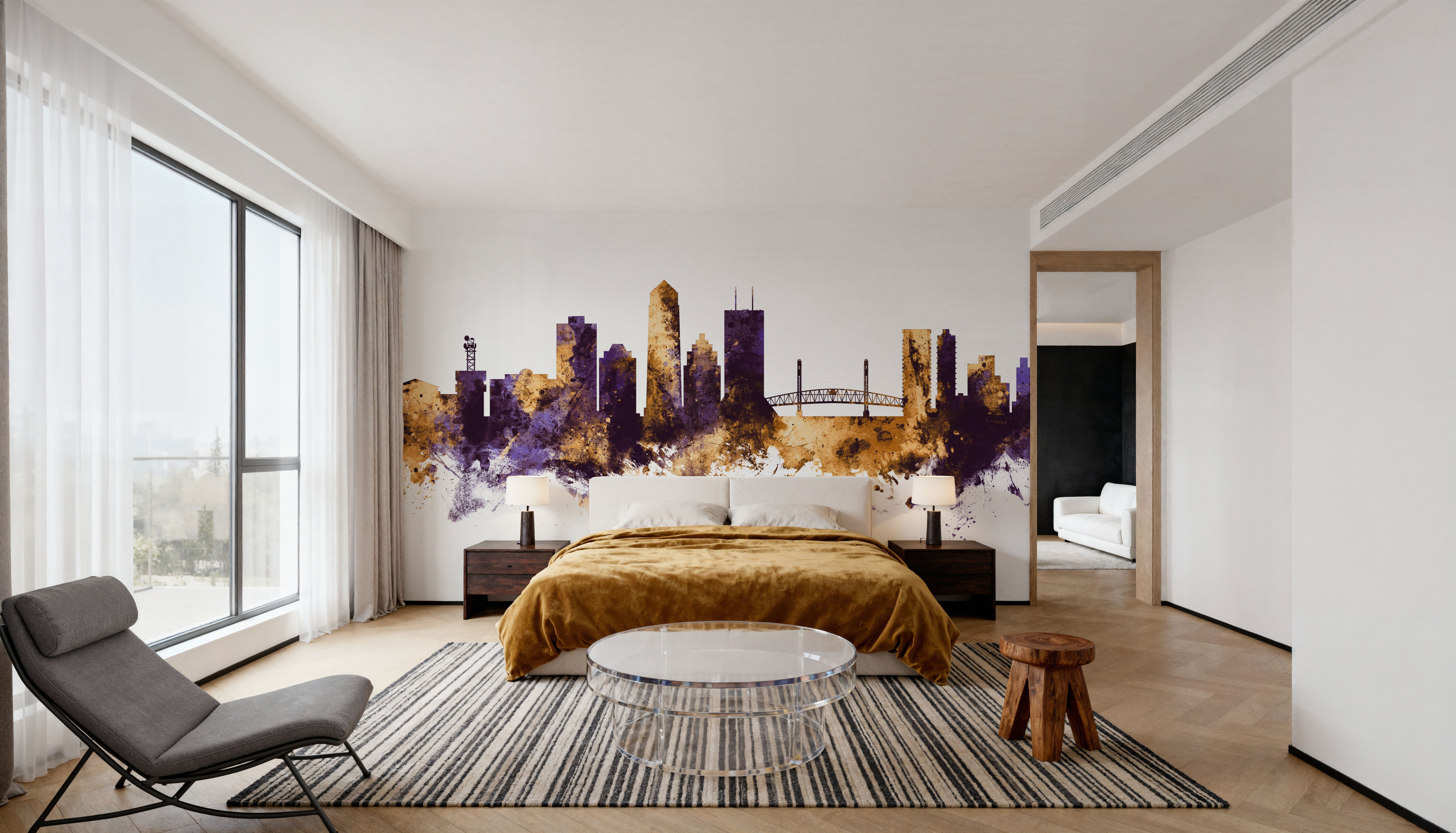 Jacksonville Florida Skyline Purple & Gold, Wallpaper