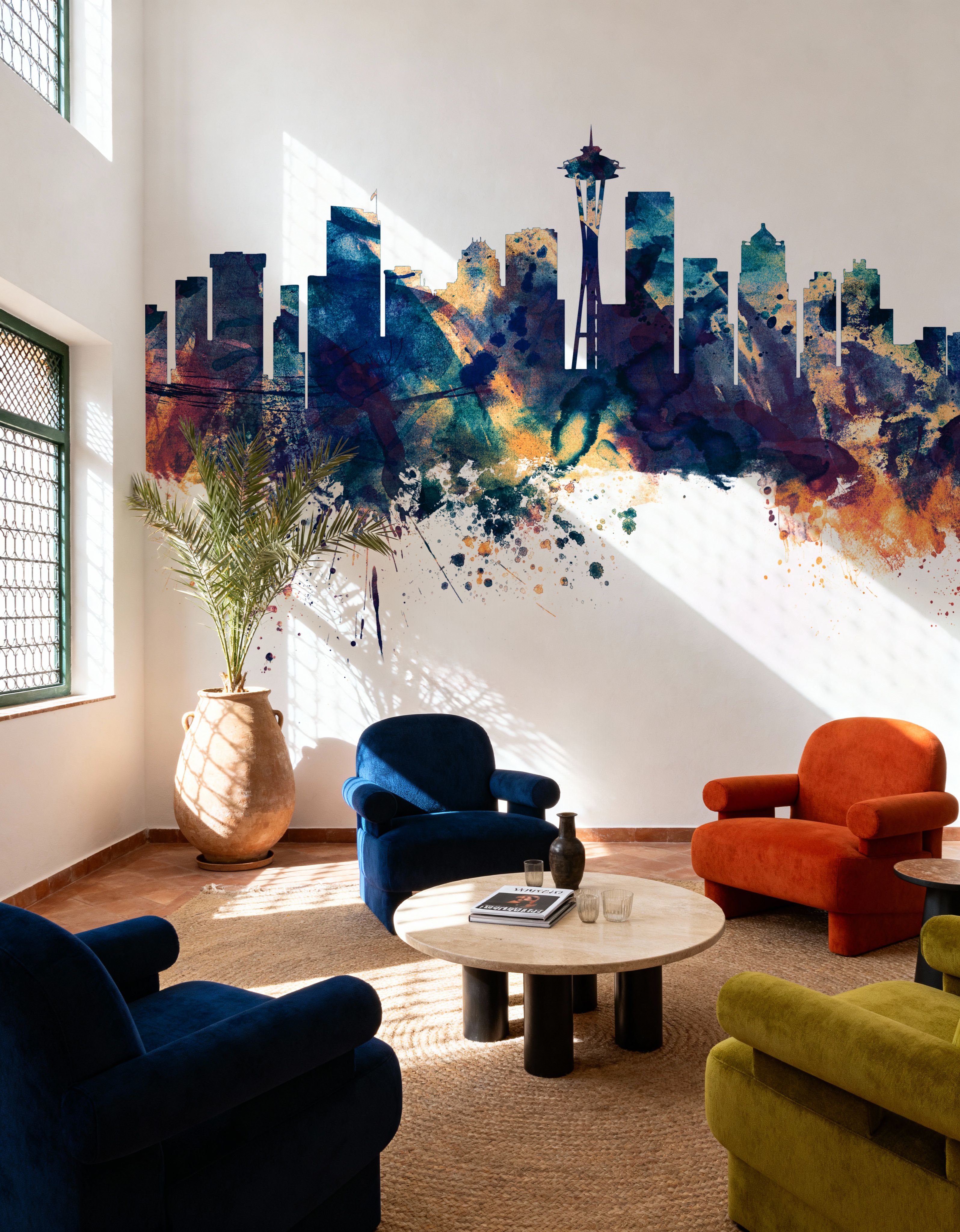 Seattle Skyline Blue & Bronze