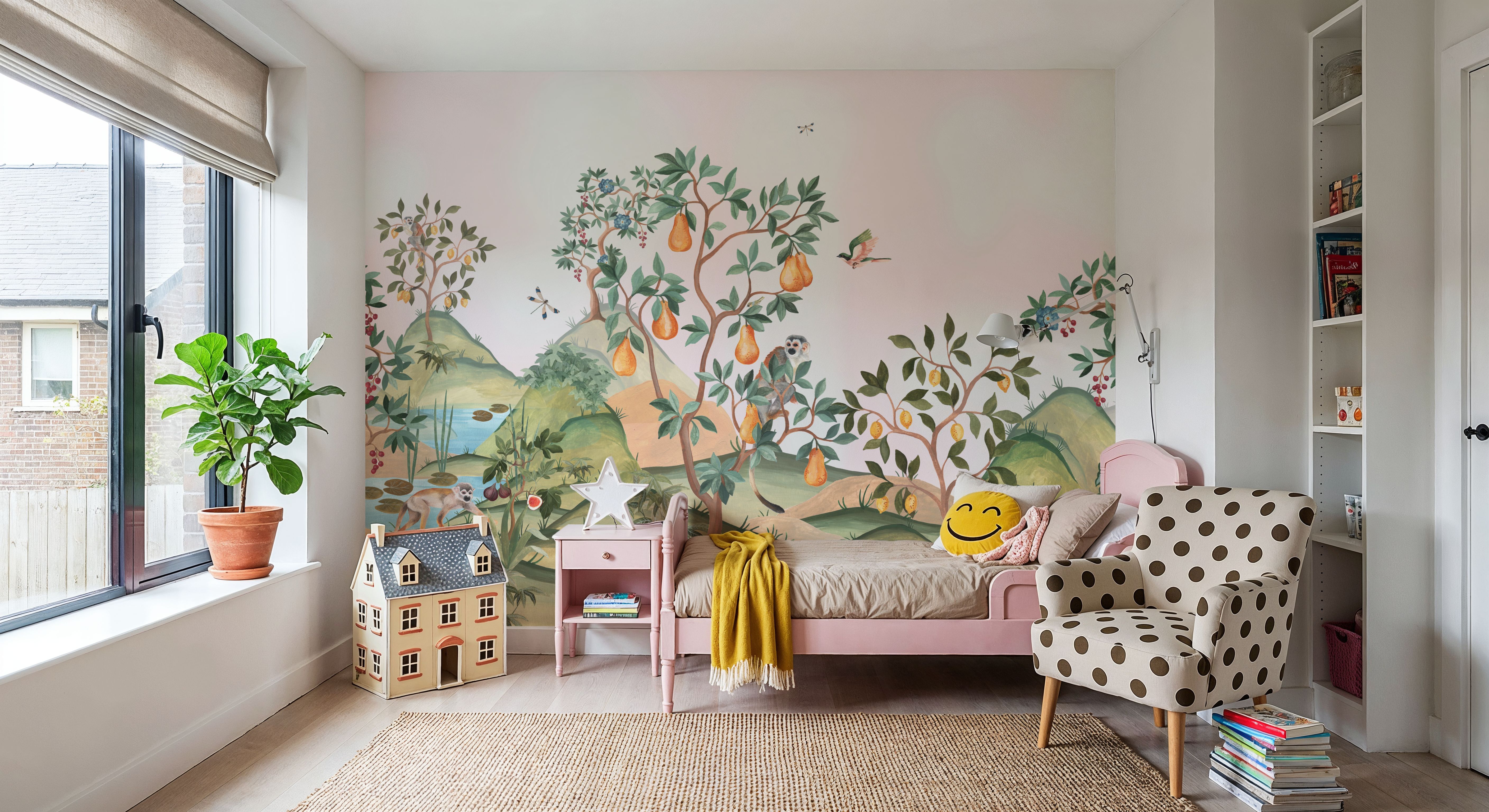 Orchard Reverie, Soft Pink, Wallpaper