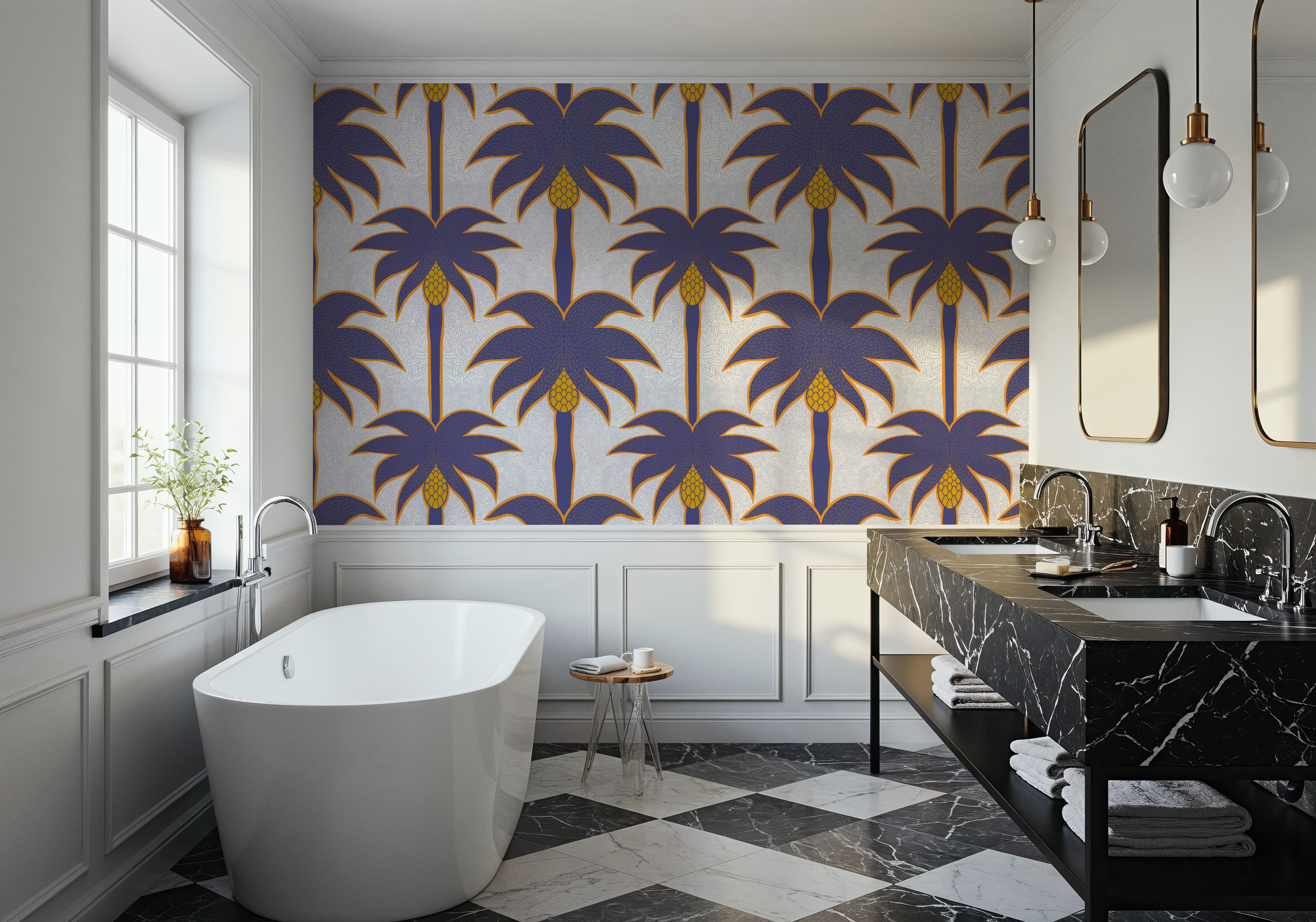 Graphic Palms, Violet