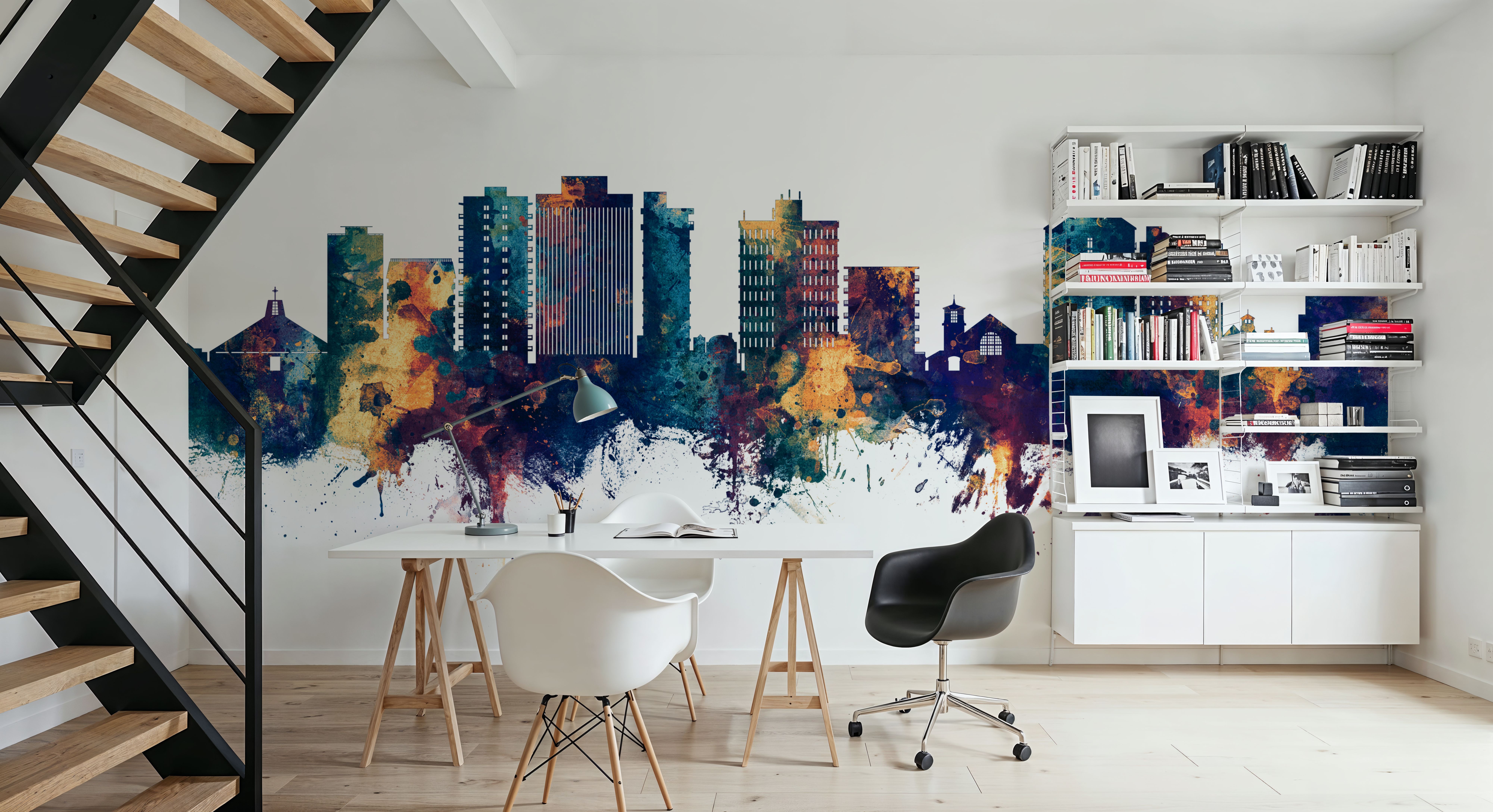 San Mateo California Skyline Blue & Bronze