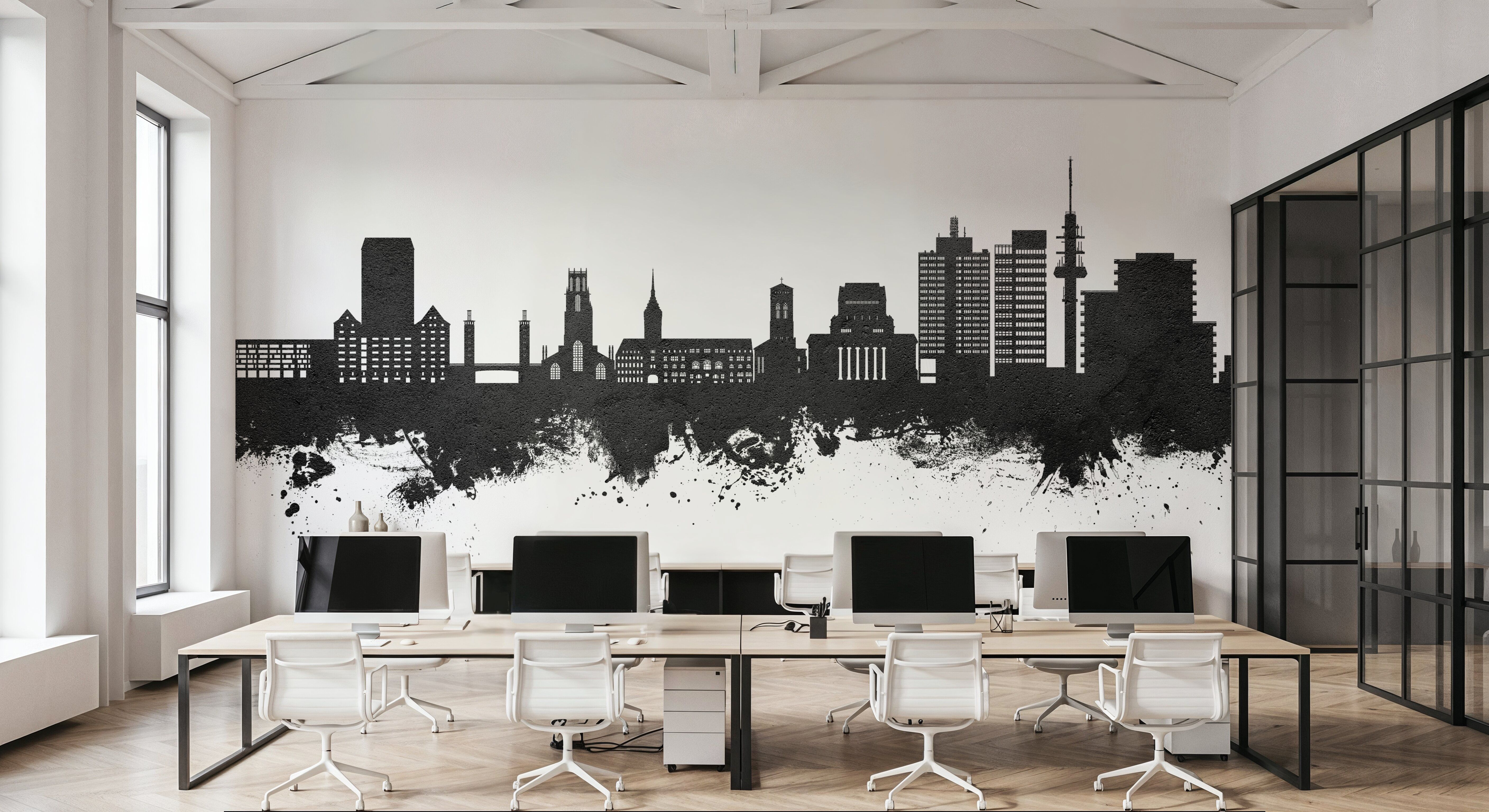 Duisburg Germany Skyline Black & White
