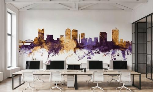 Fort Worth texas Skyline Purple & Gold