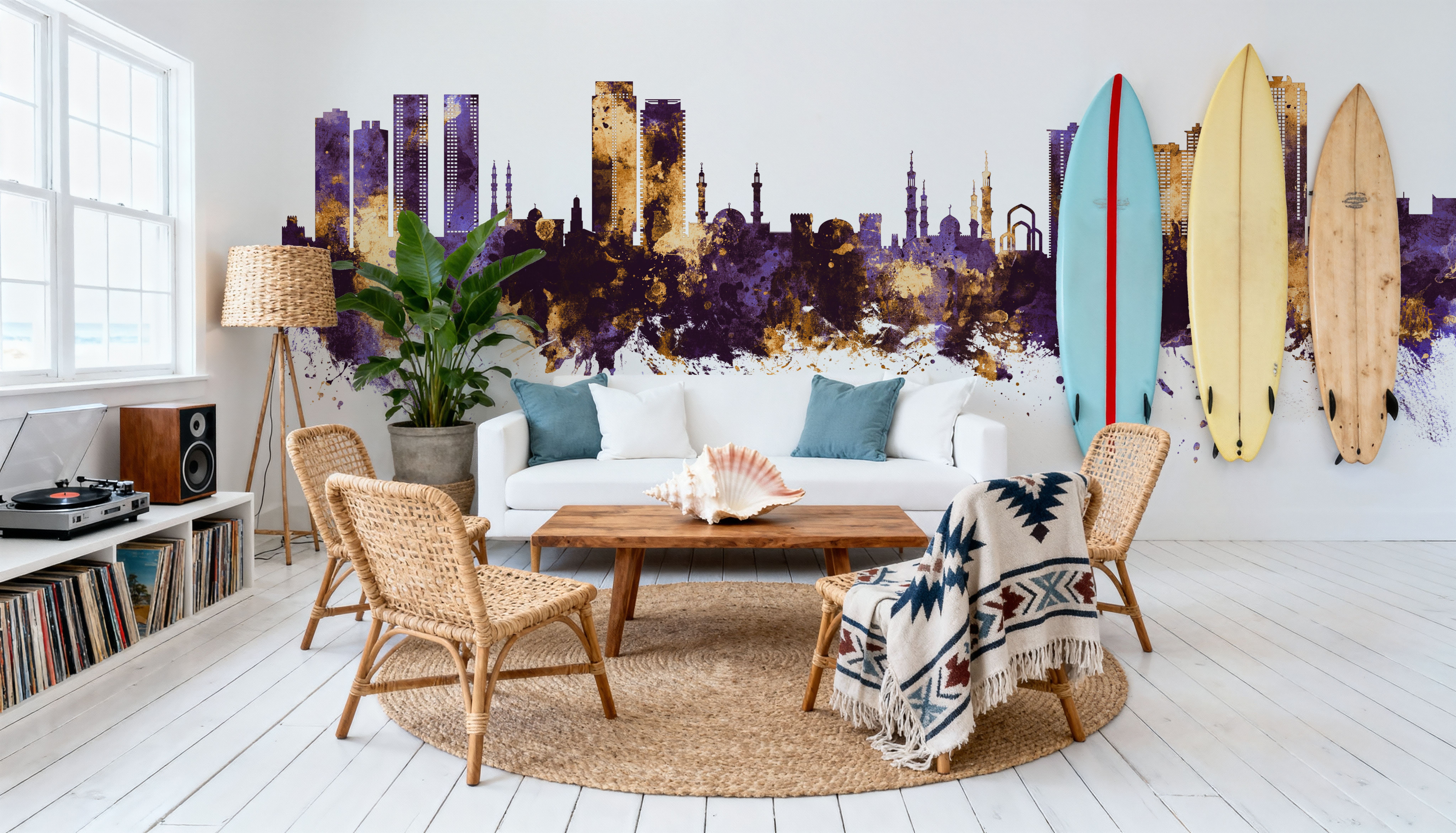 Ajman Skyline Purple & Gold