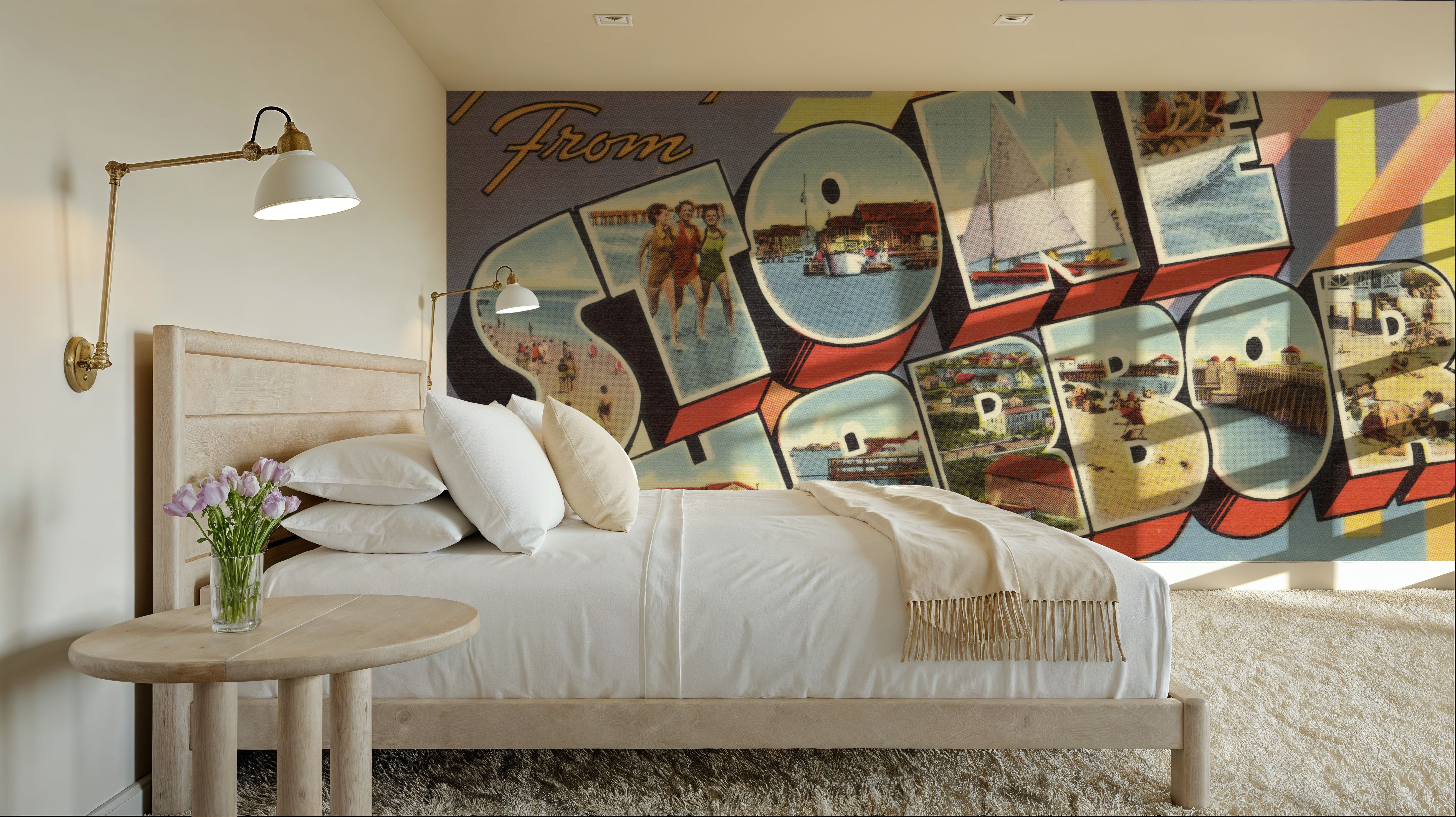 Greetings from Stone Harbor - Screenprint Postcard, Wallpaper