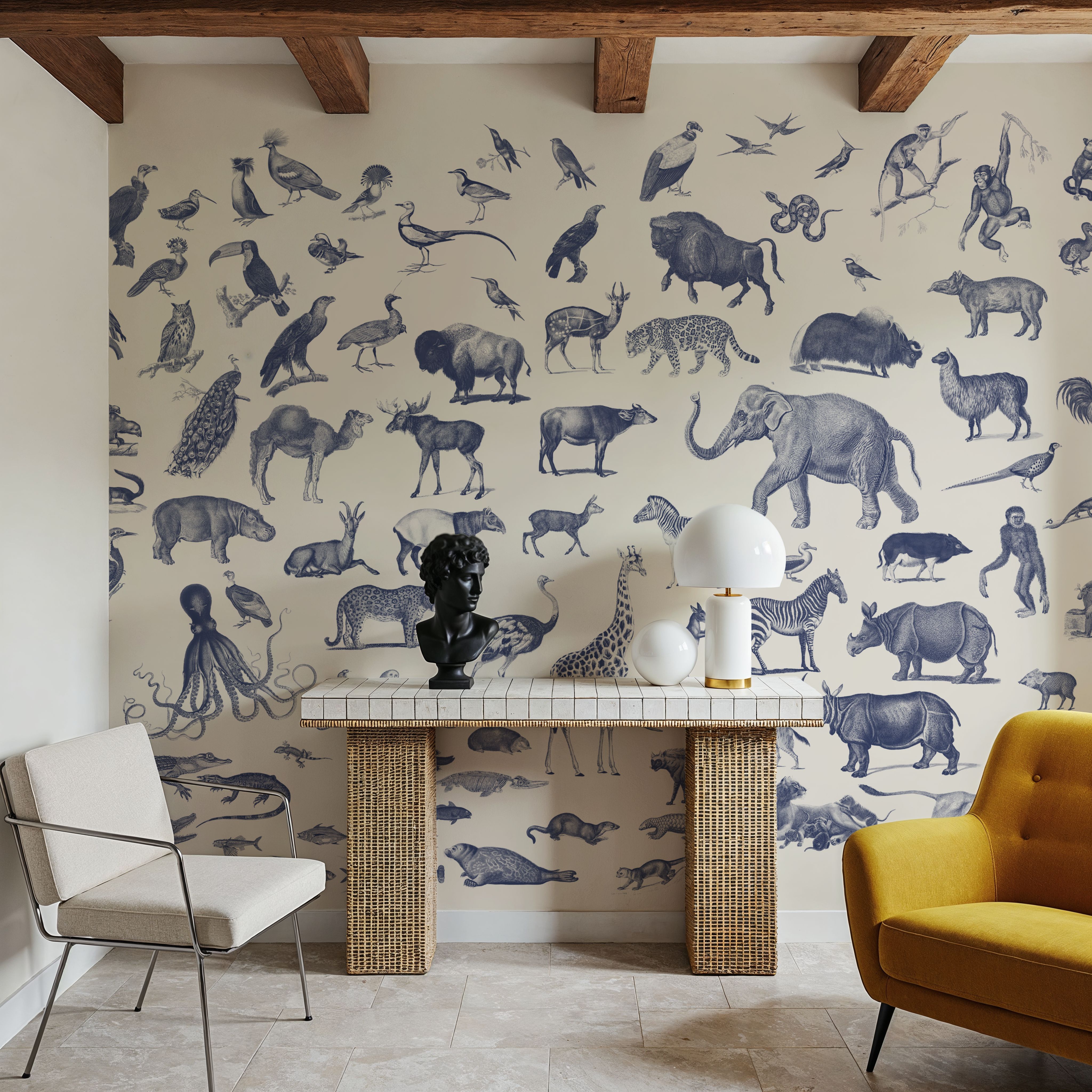 Vintage Animals, Ink Blue