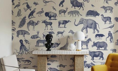 Vintage Animals, Ink Blue