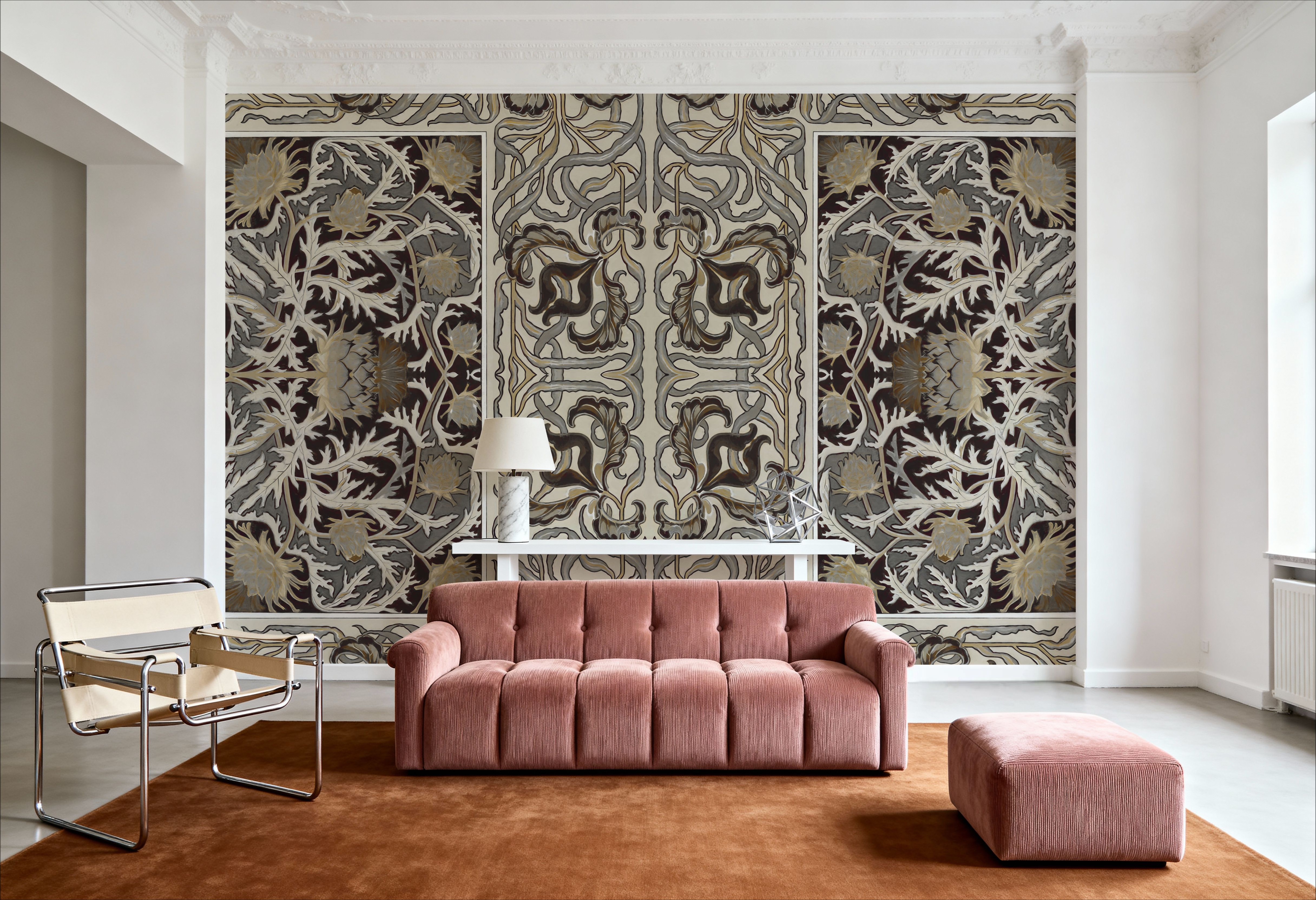 Iris & Thistle Ornament, Earth, Carte da parati