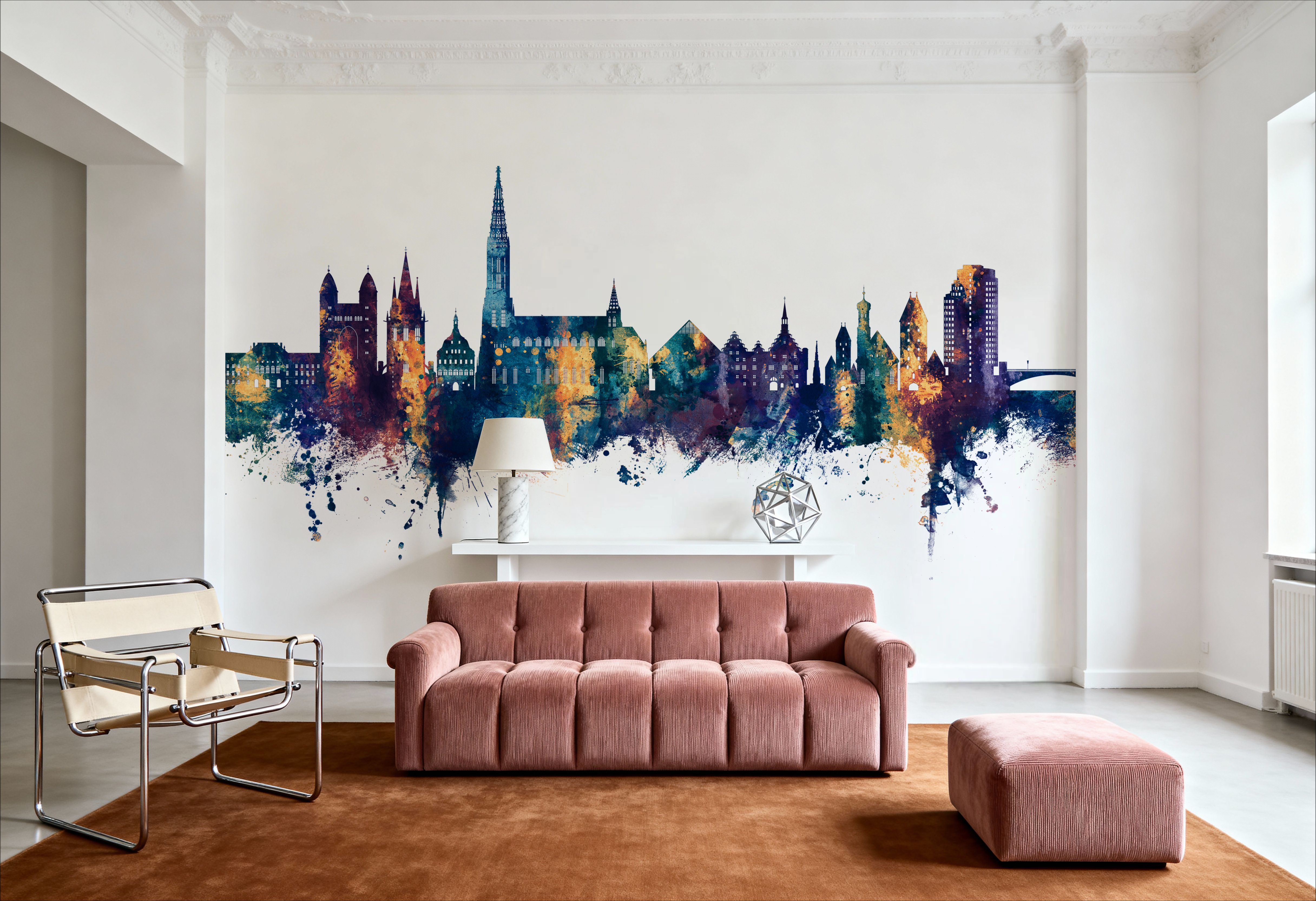 Ulm Germany Skyline Blue & Bronze, Wallpaper