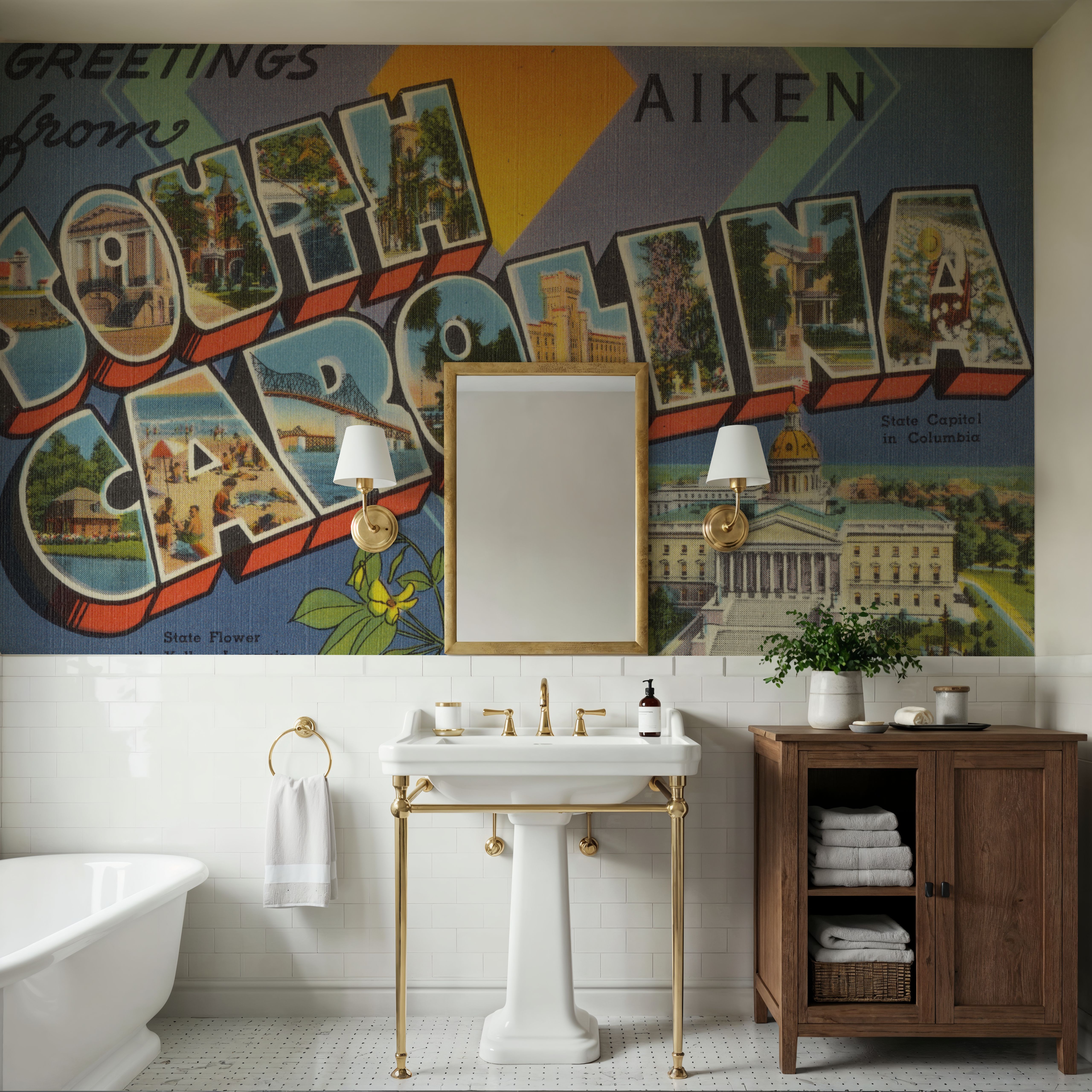 Greetings from Aiken South Carolina - Screenprint Postcard