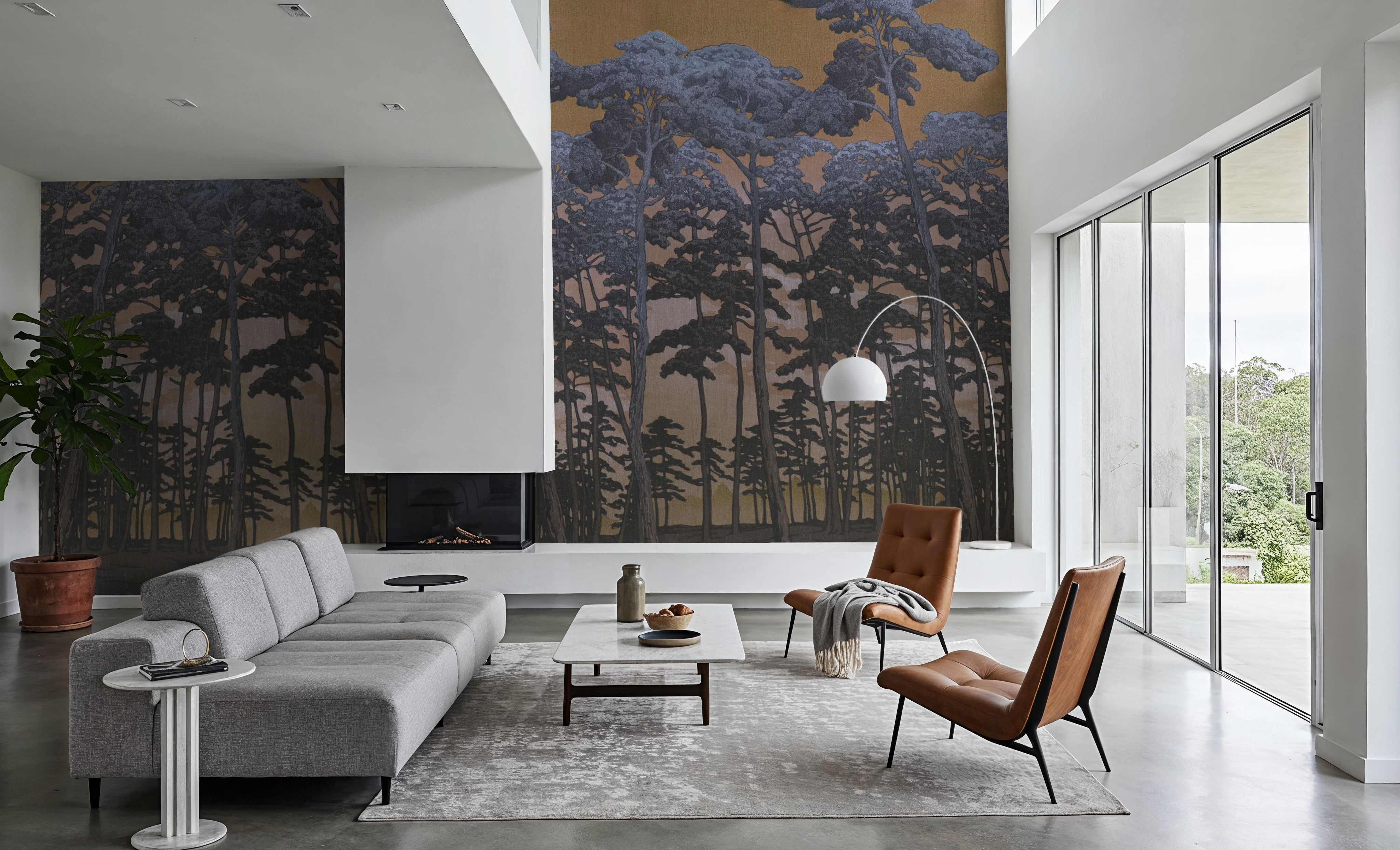 Tranquil Pinescape, Purple & Yellow