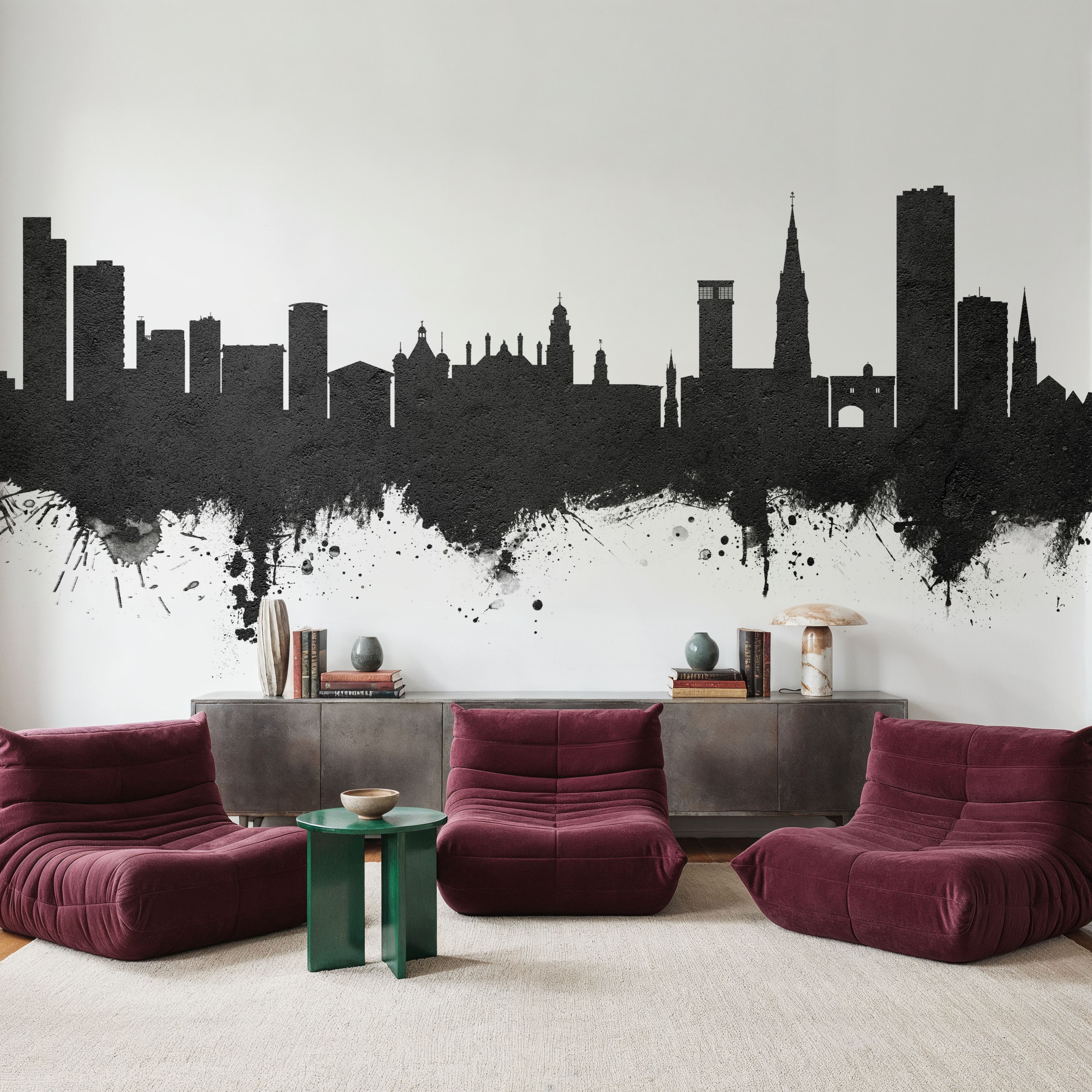 Leicester England Skyline Black & White