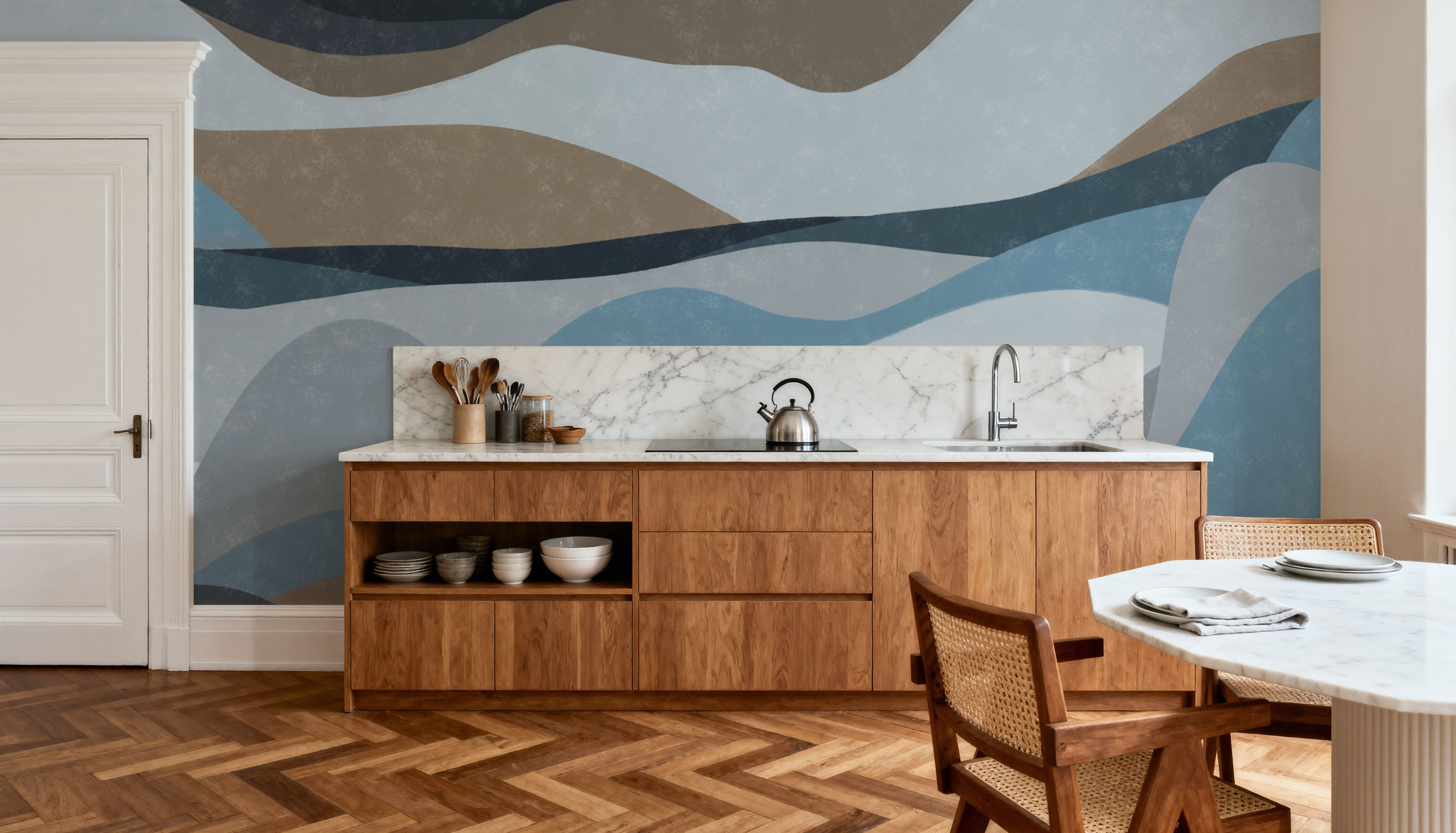 Collage Vista, Blues, Tapeten