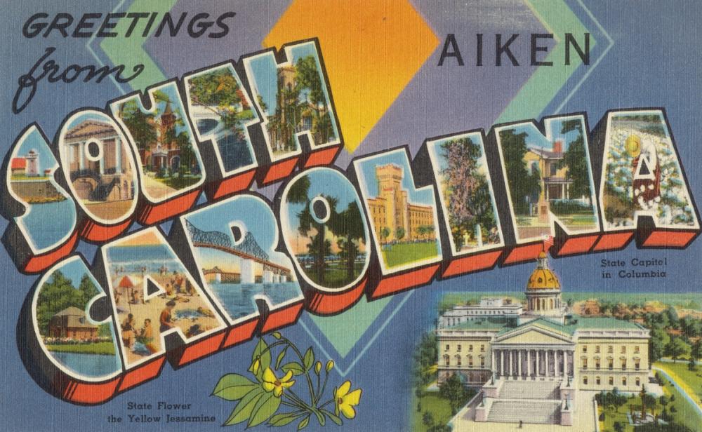 Greetings from Aiken South Carolina - Screenprint Postcard