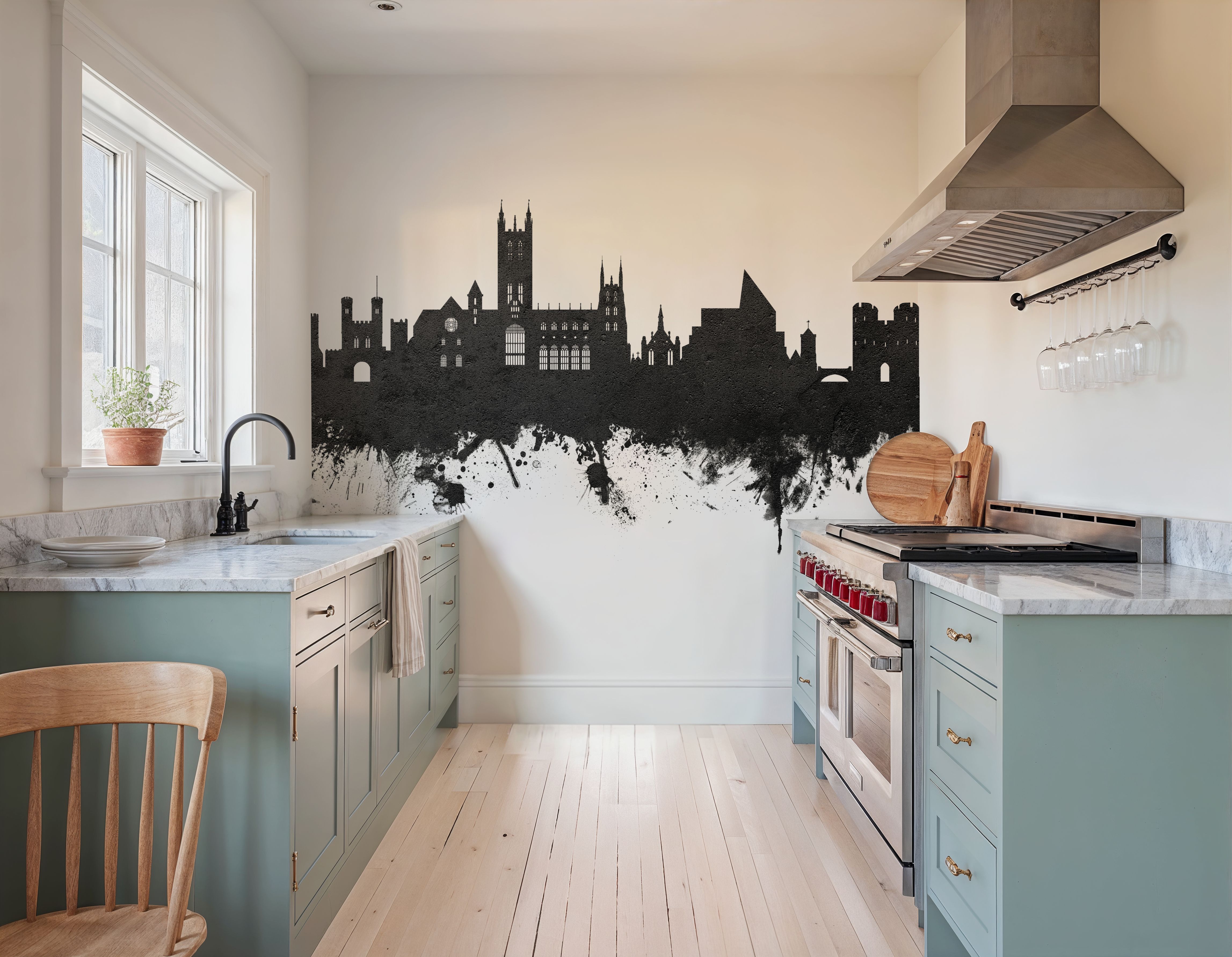 Canterbury England Skyline Black & White