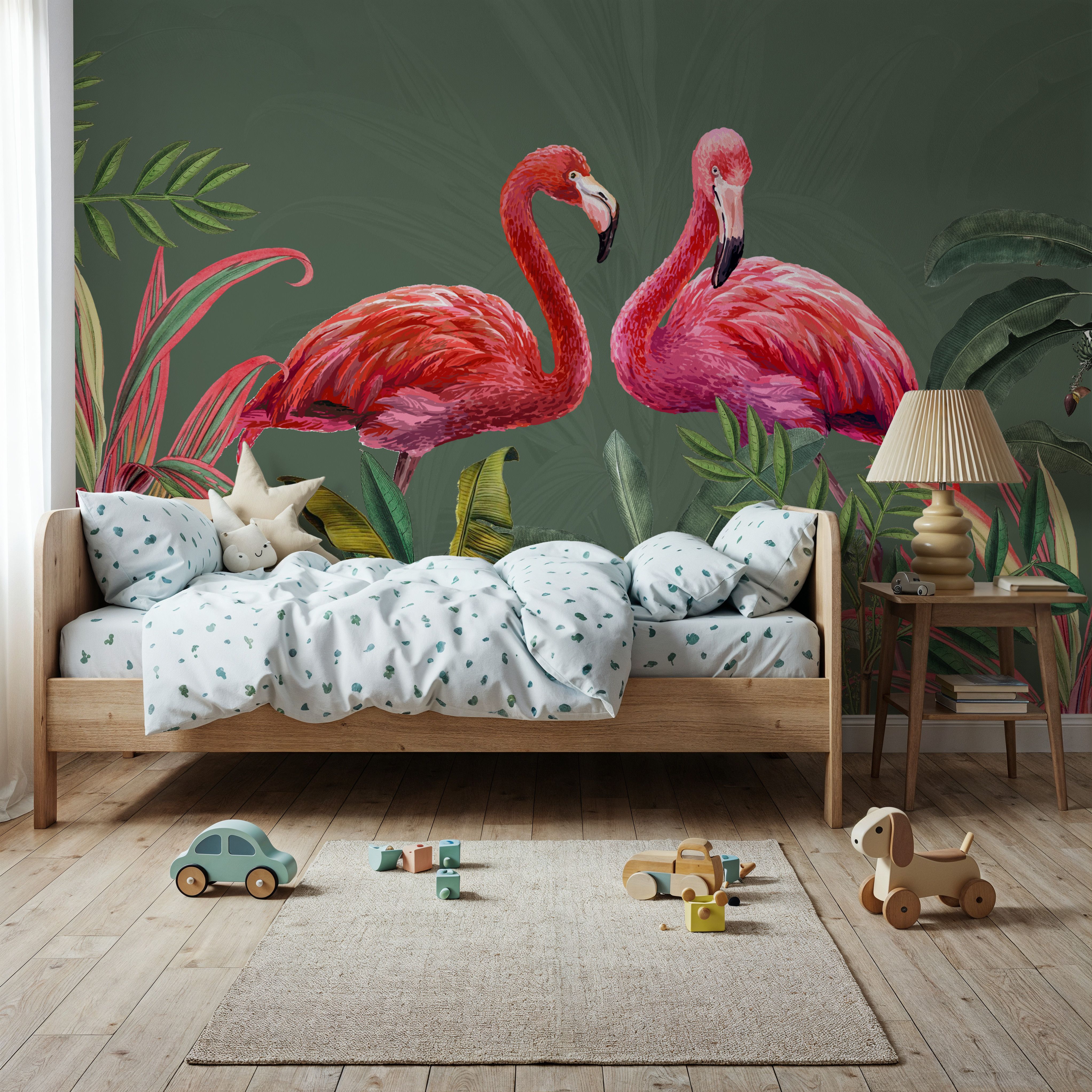 Shy Flamingos Green