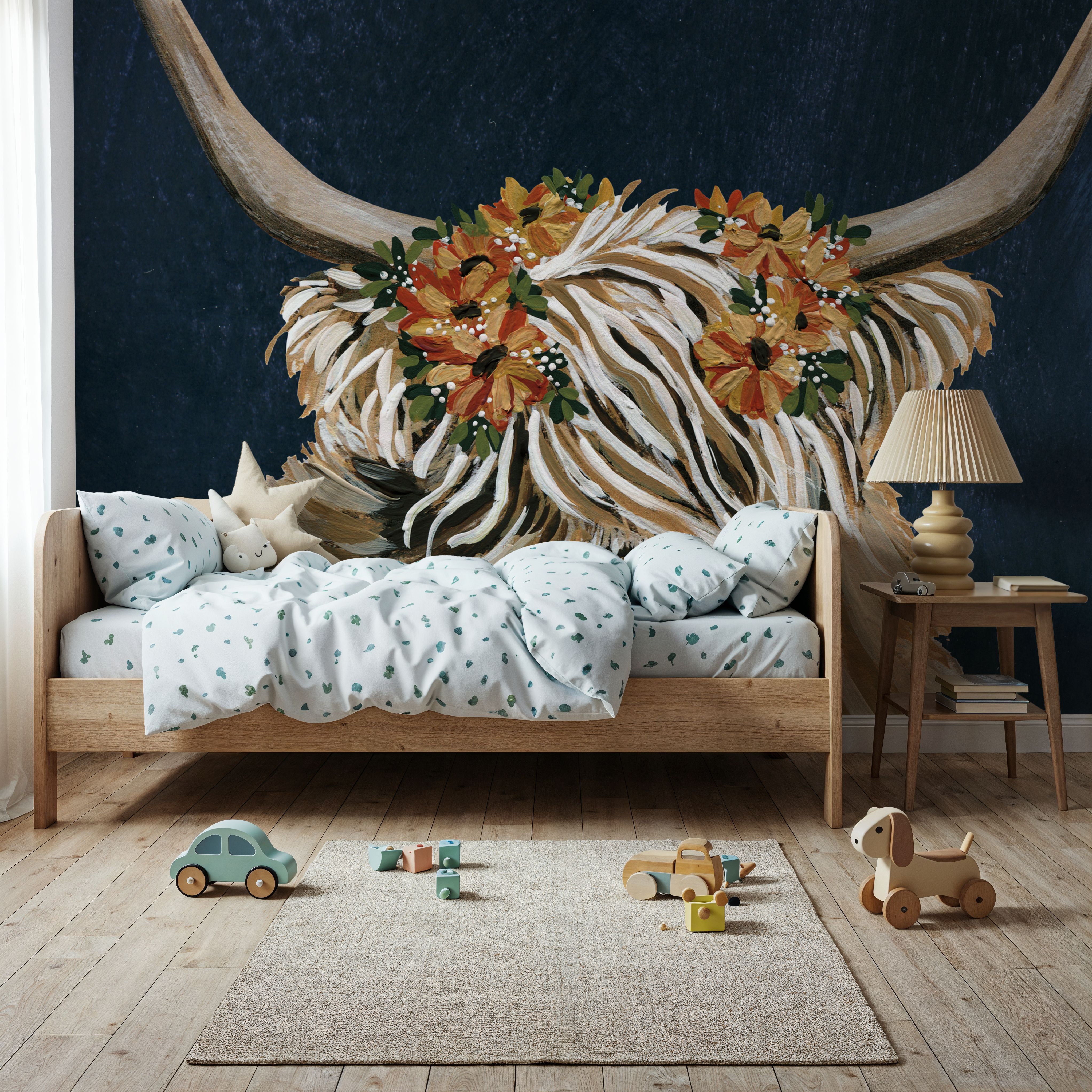 Harvest Cow Floral Texture Dark