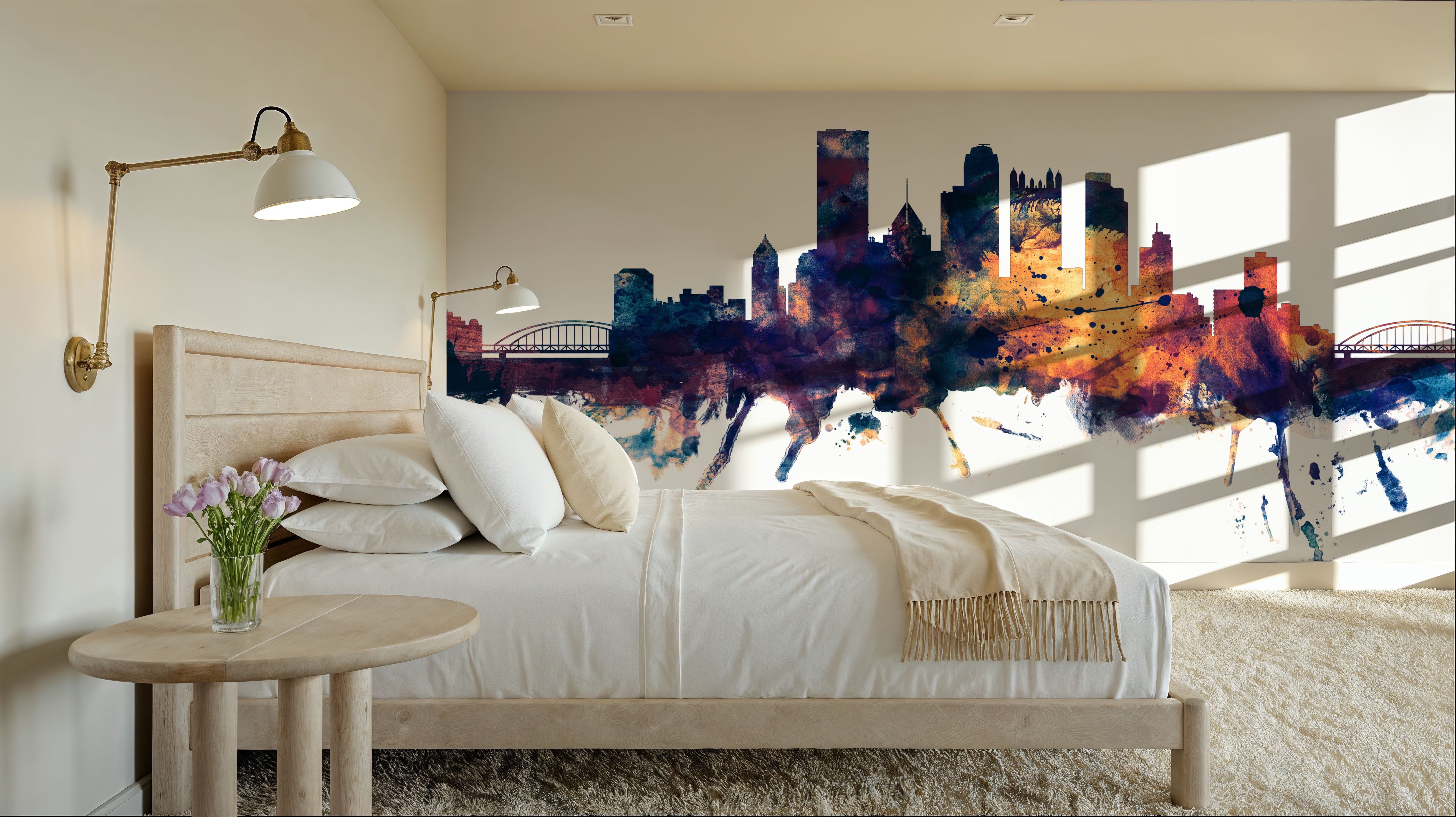 Pittsburg Pennsylvania Skyline Blue & Bronze