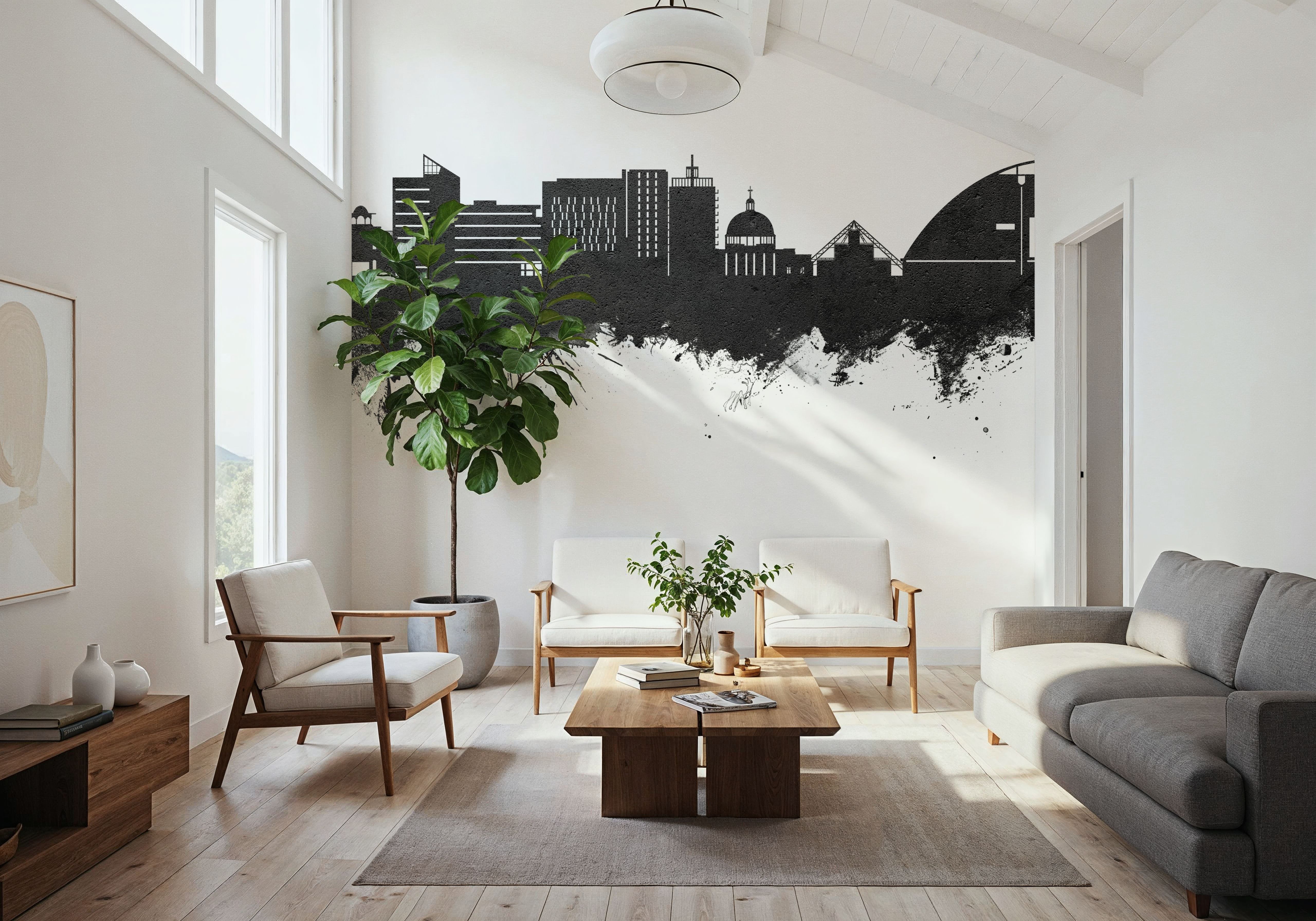 Milton Keynes England Skyline Black & White