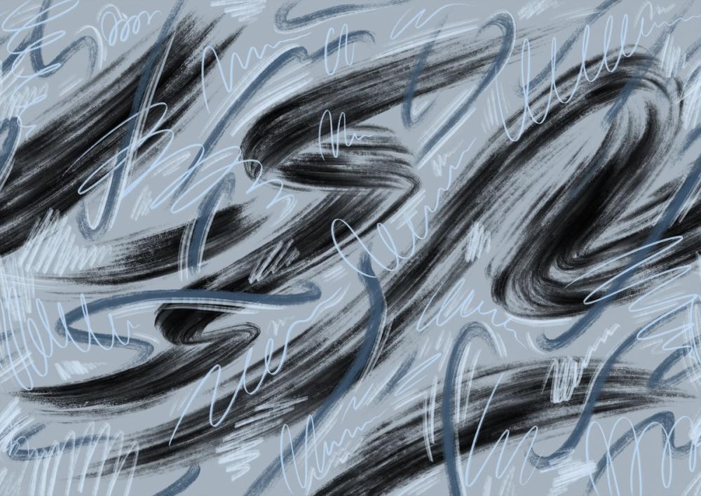 Scribble Flow, Denim Blue