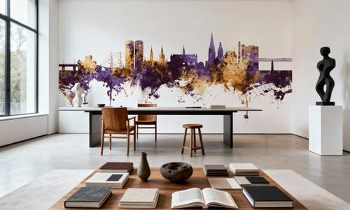Dundee Scotland Skyline Purple & Gold