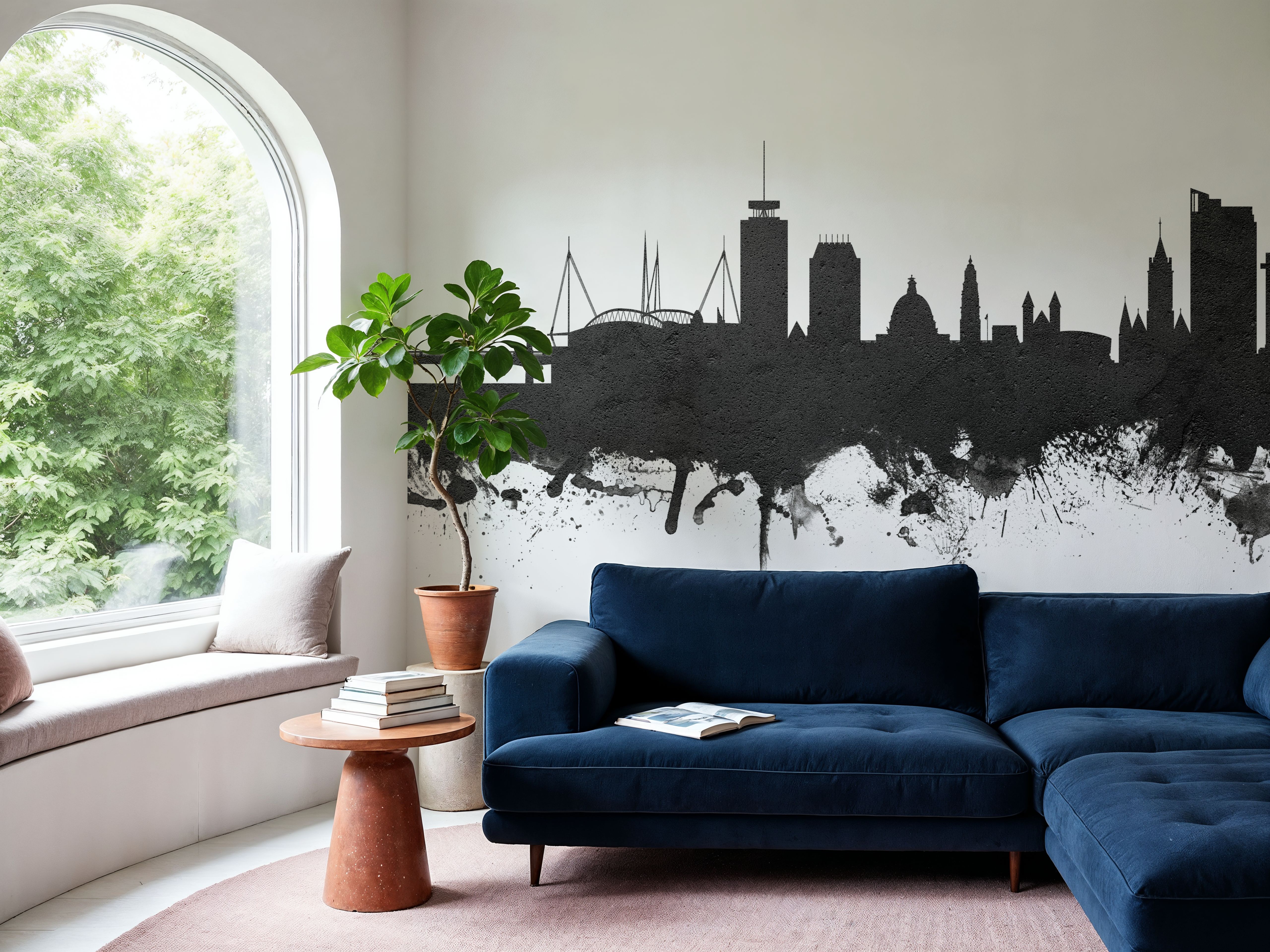 Cardiff Wales Skyline Black & White