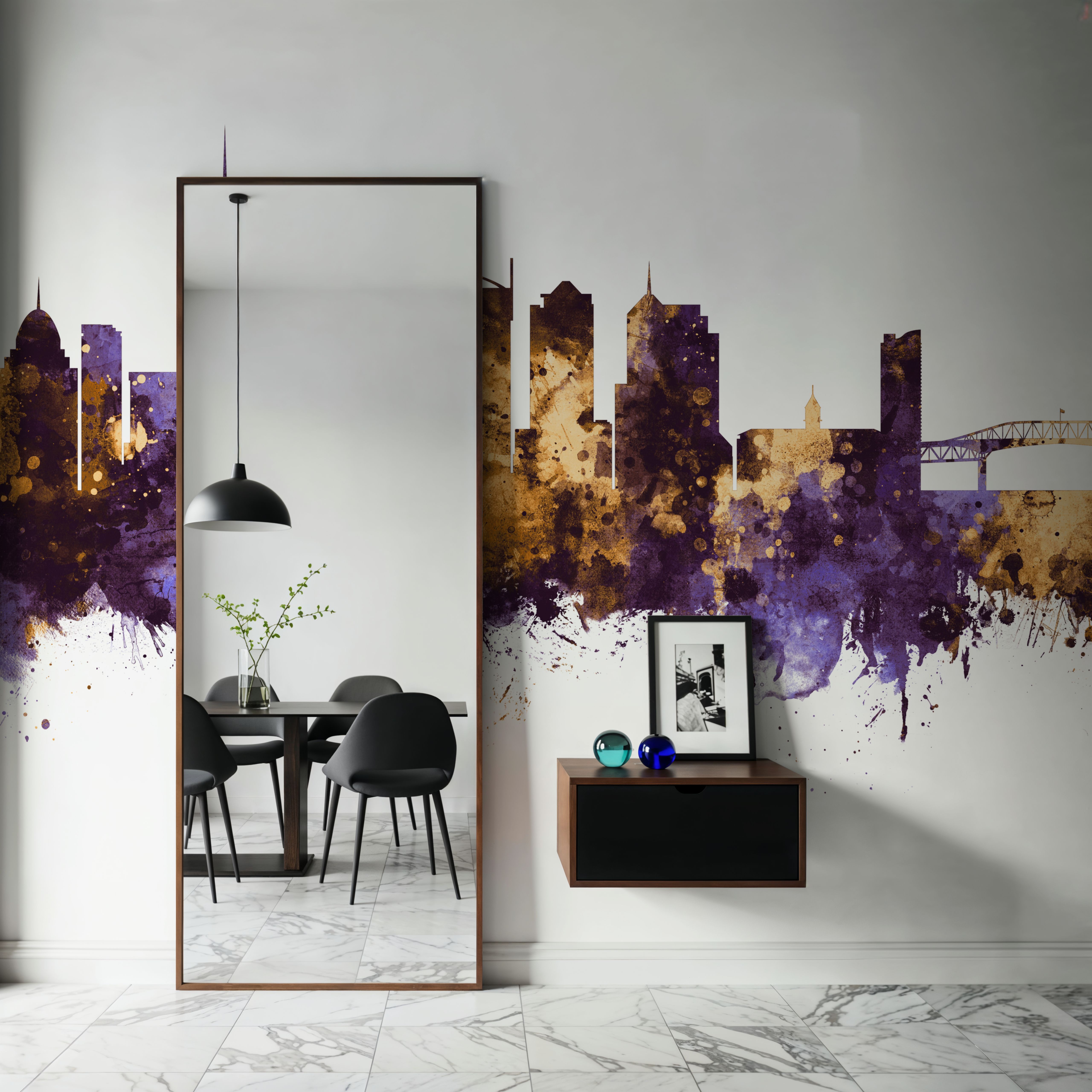 Auckland New Zeeland Skyline Purple & Gold