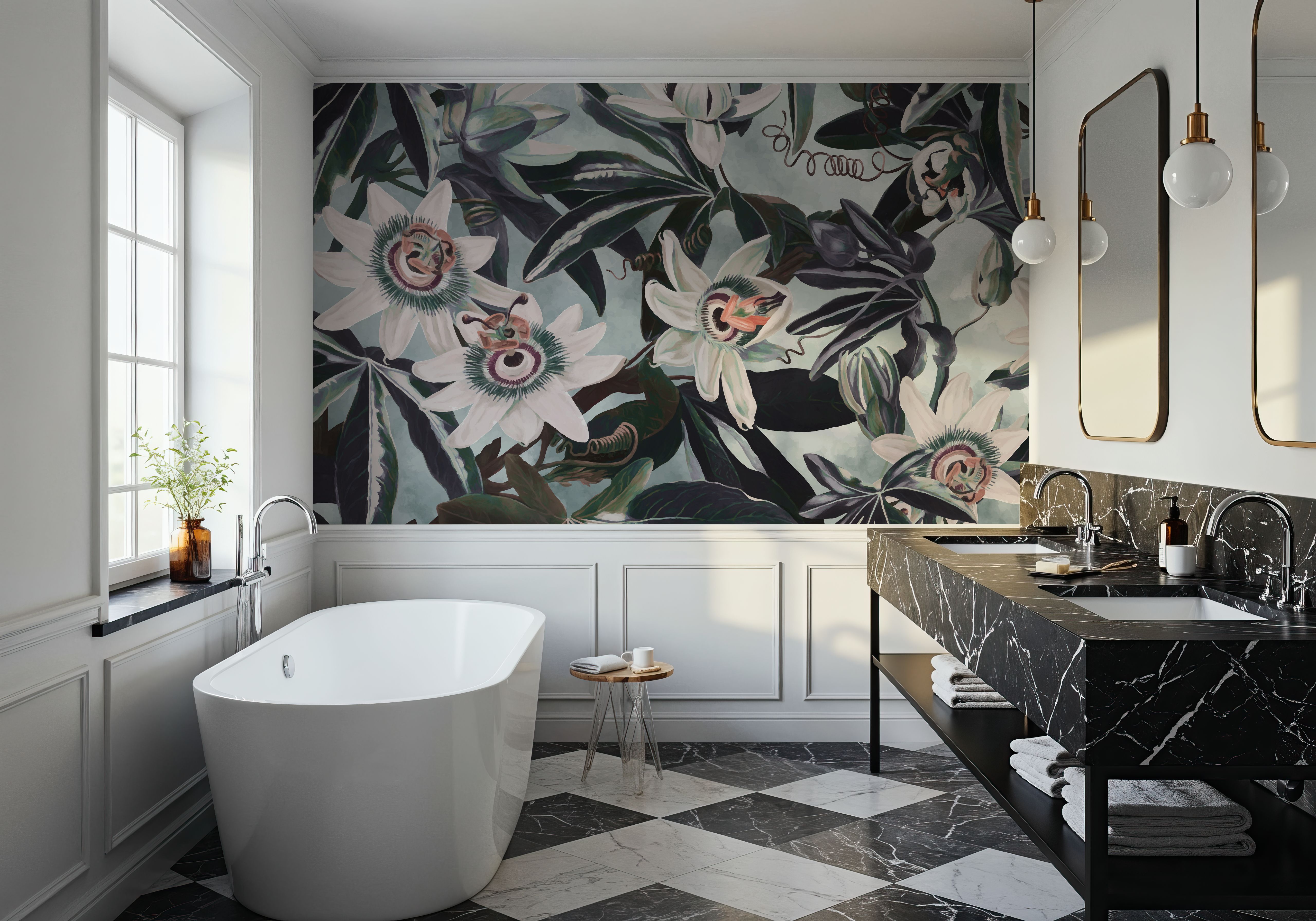 White Passiflora, Wallpaper