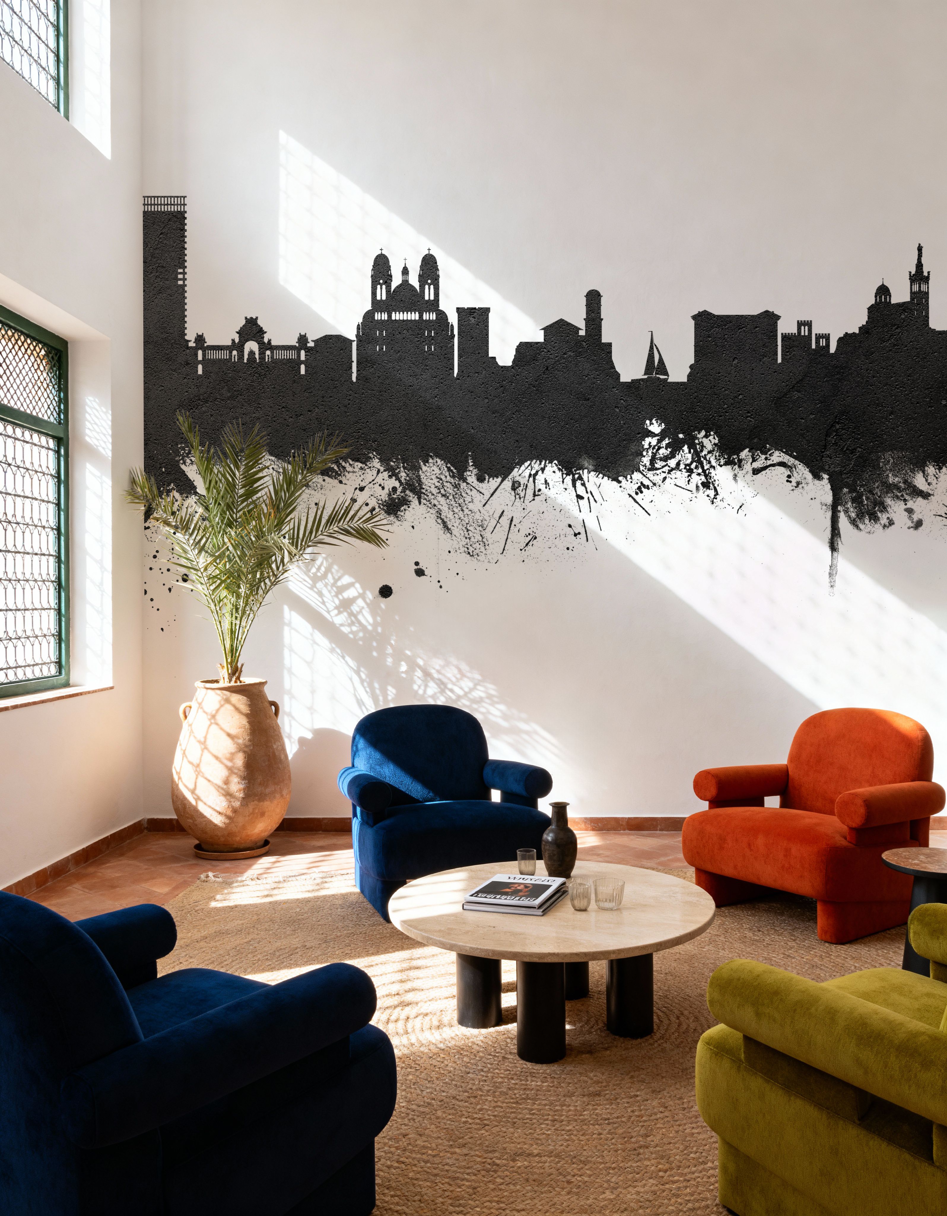 Marseille France Skyline Black & White