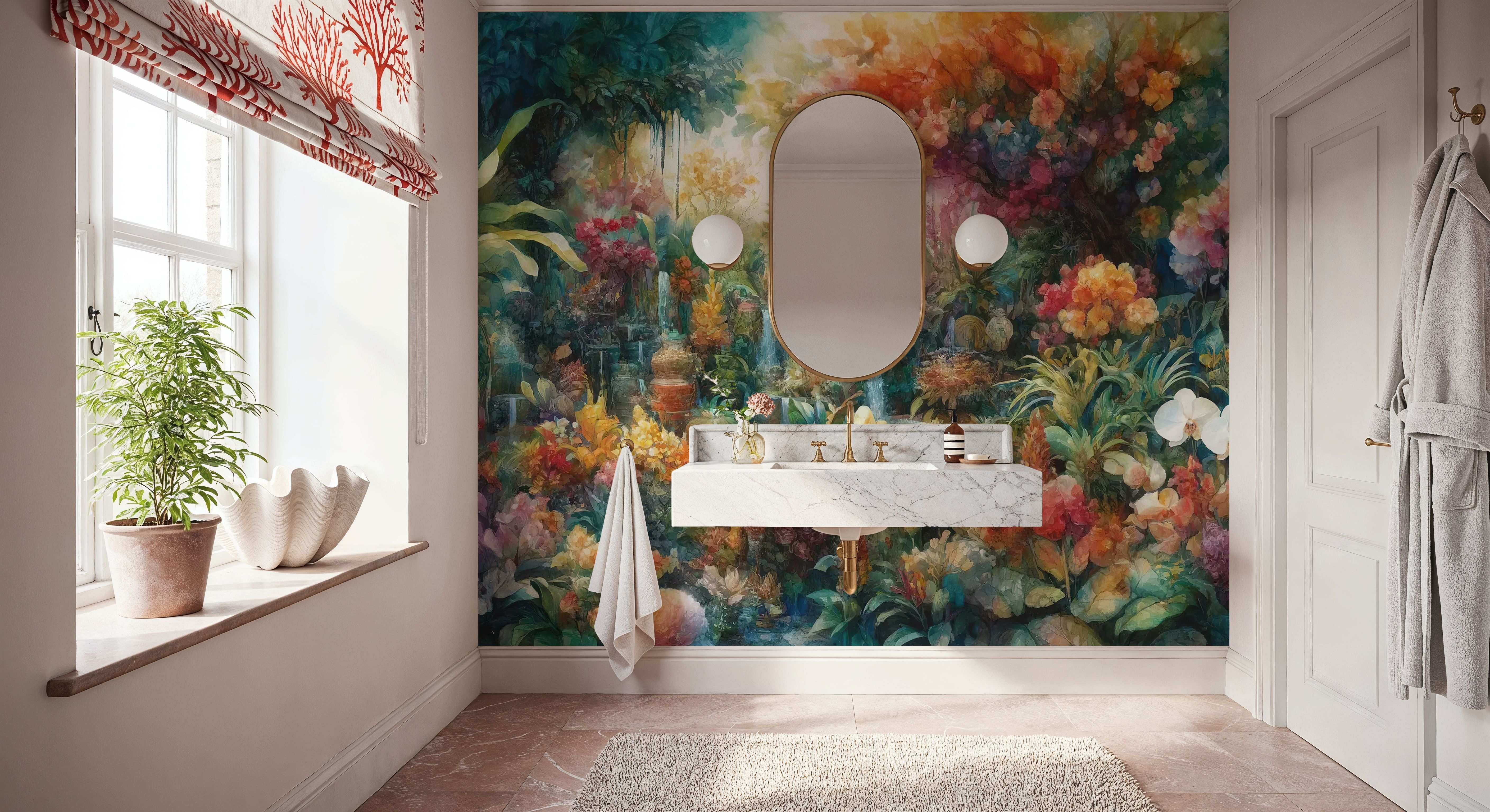 Lush Garden of Eden at Sunrise, Wallpaper