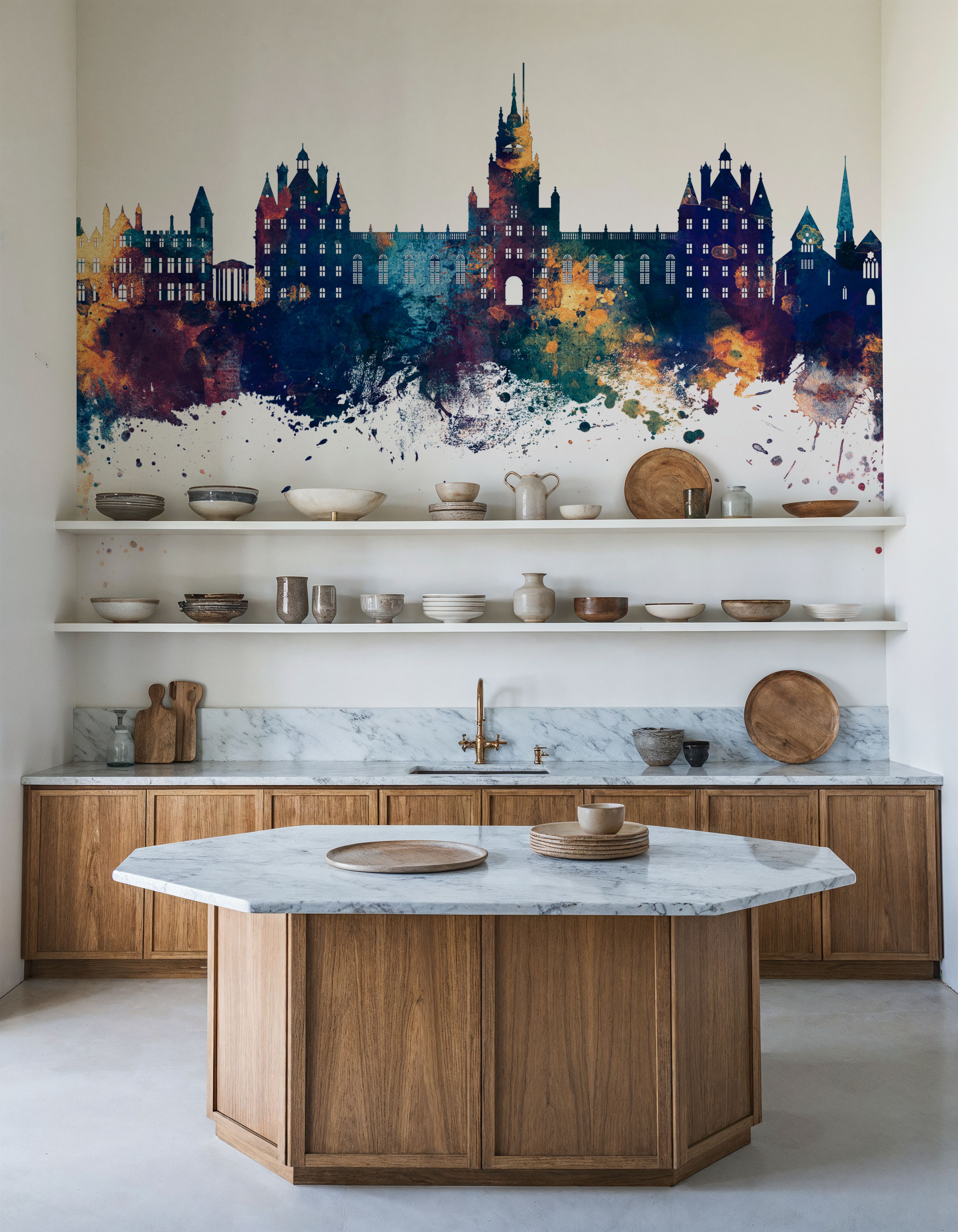 Egham England Skyline Blue & Bronze