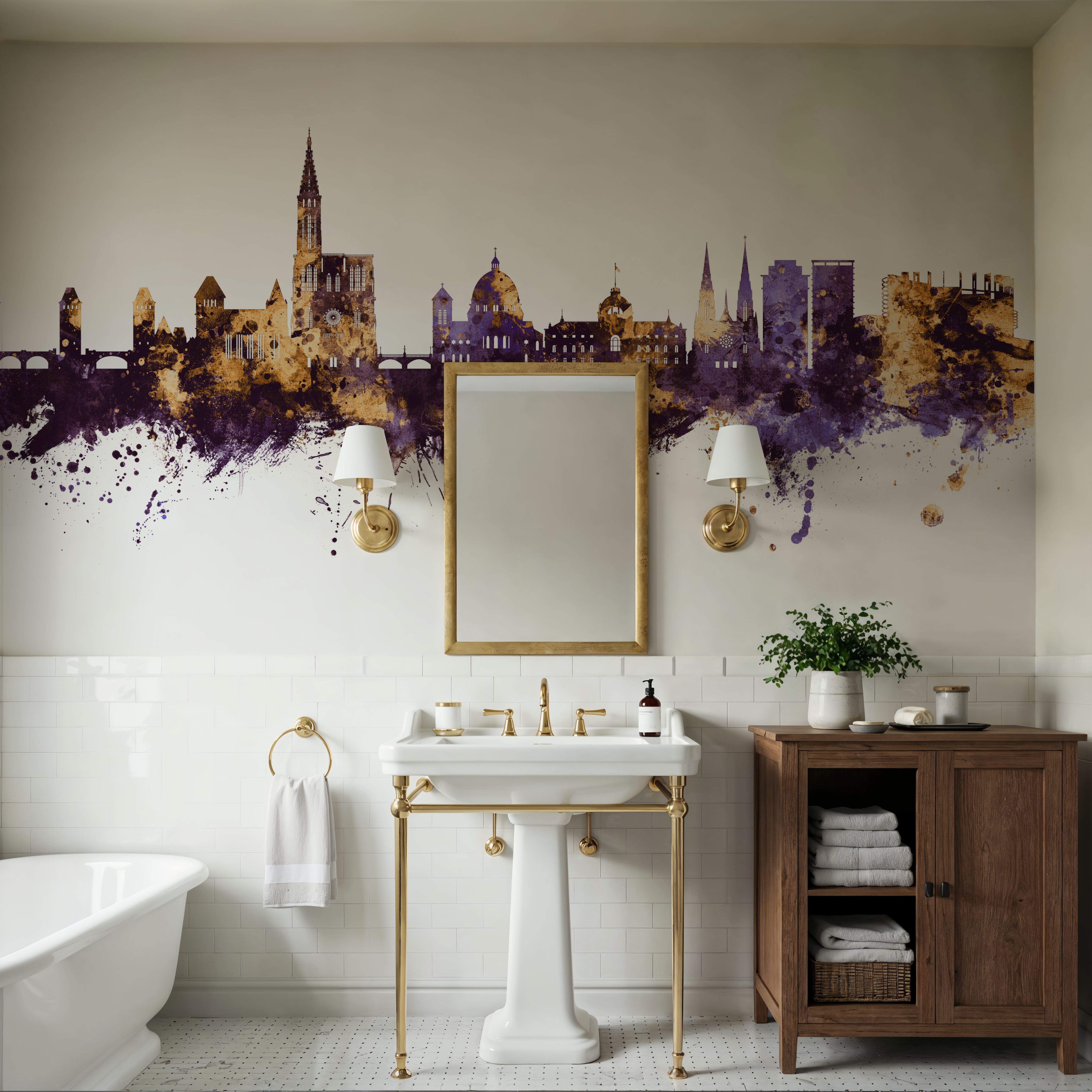 Strasbourg France Skyline Purple & Gold