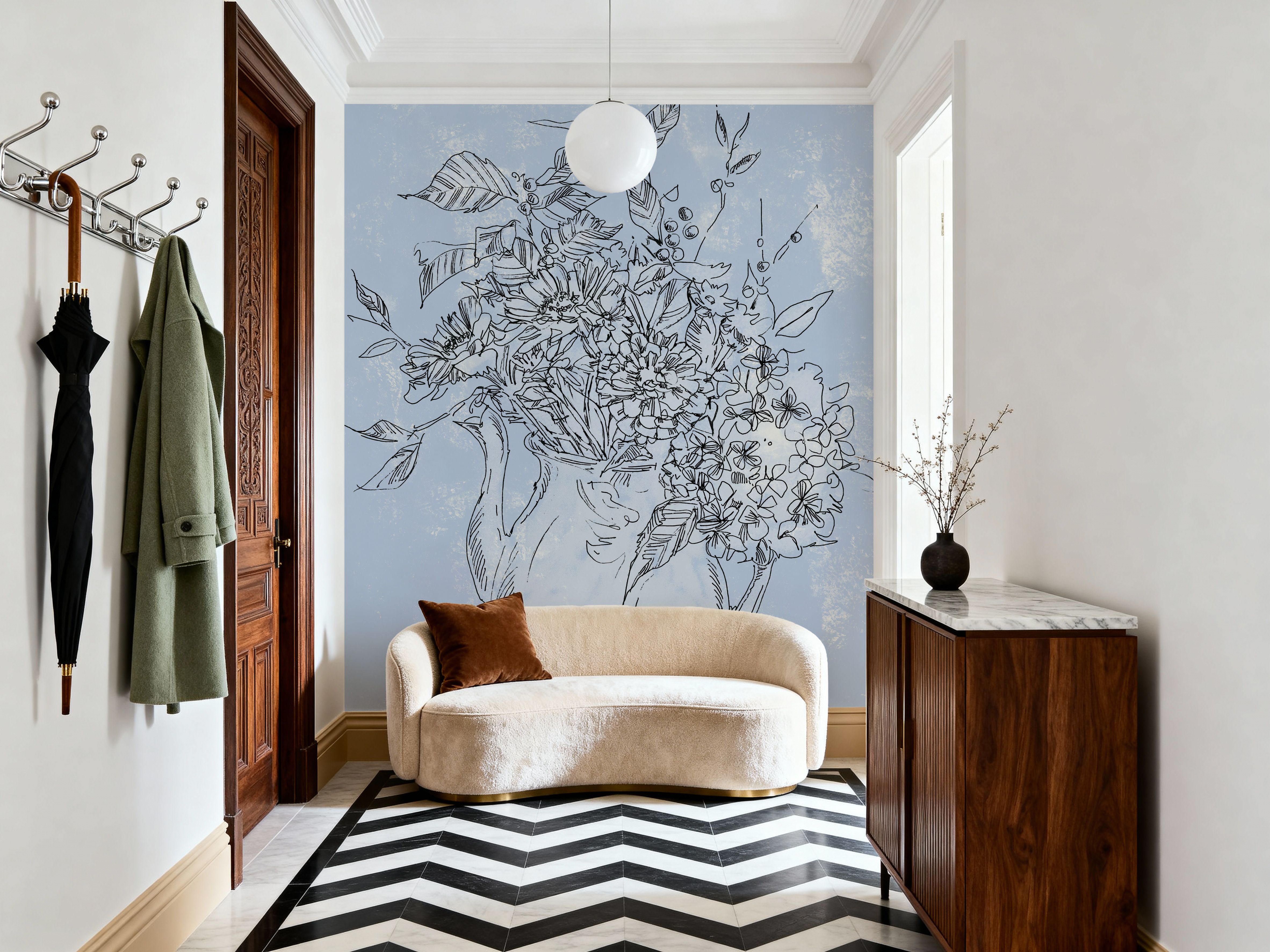 Bouquet in Pitcher Sketch