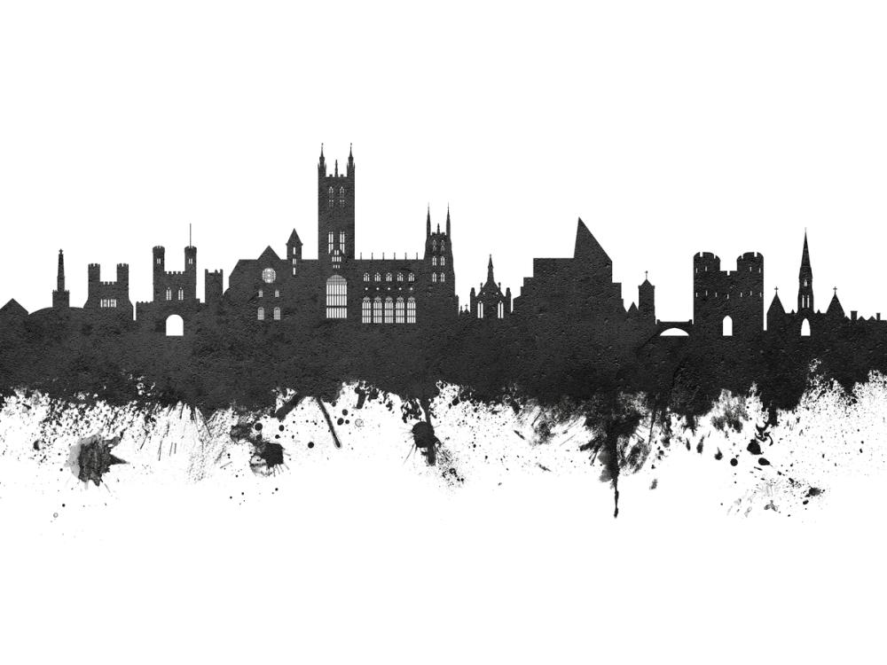 Canterbury England Skyline Black & White