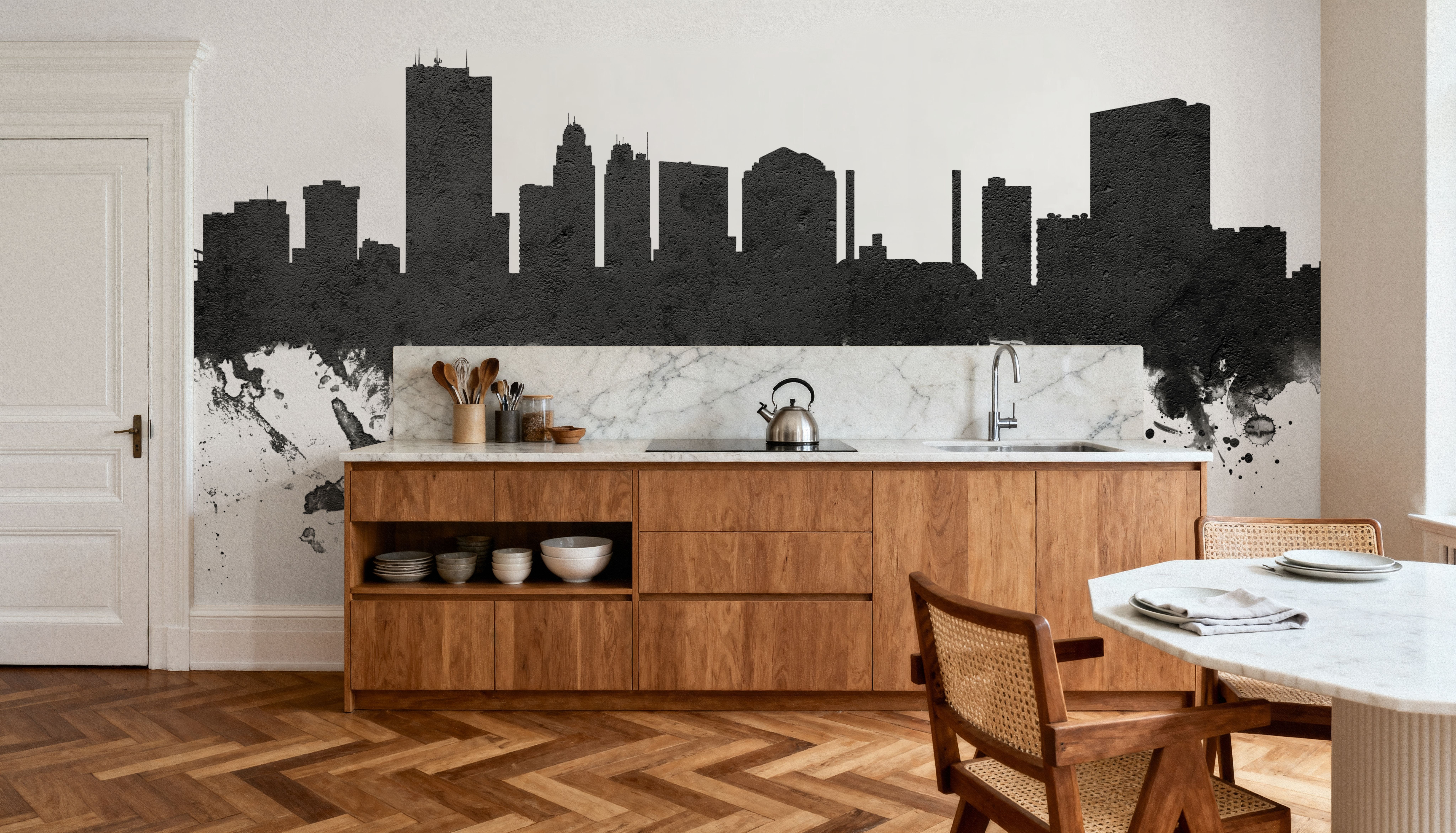 Toledo Ohio Skyline Black & White