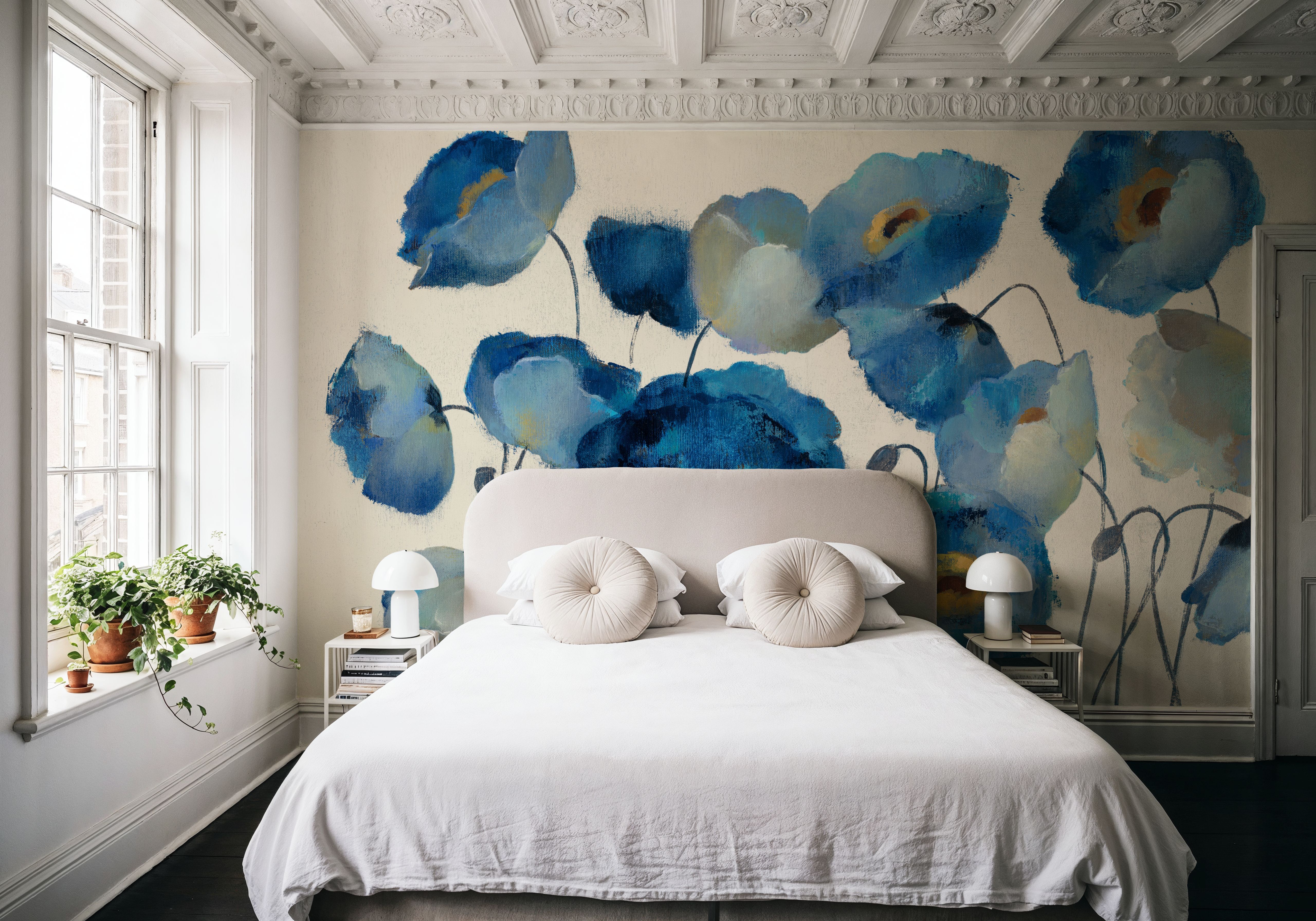 Aquamarine Floral on Cream